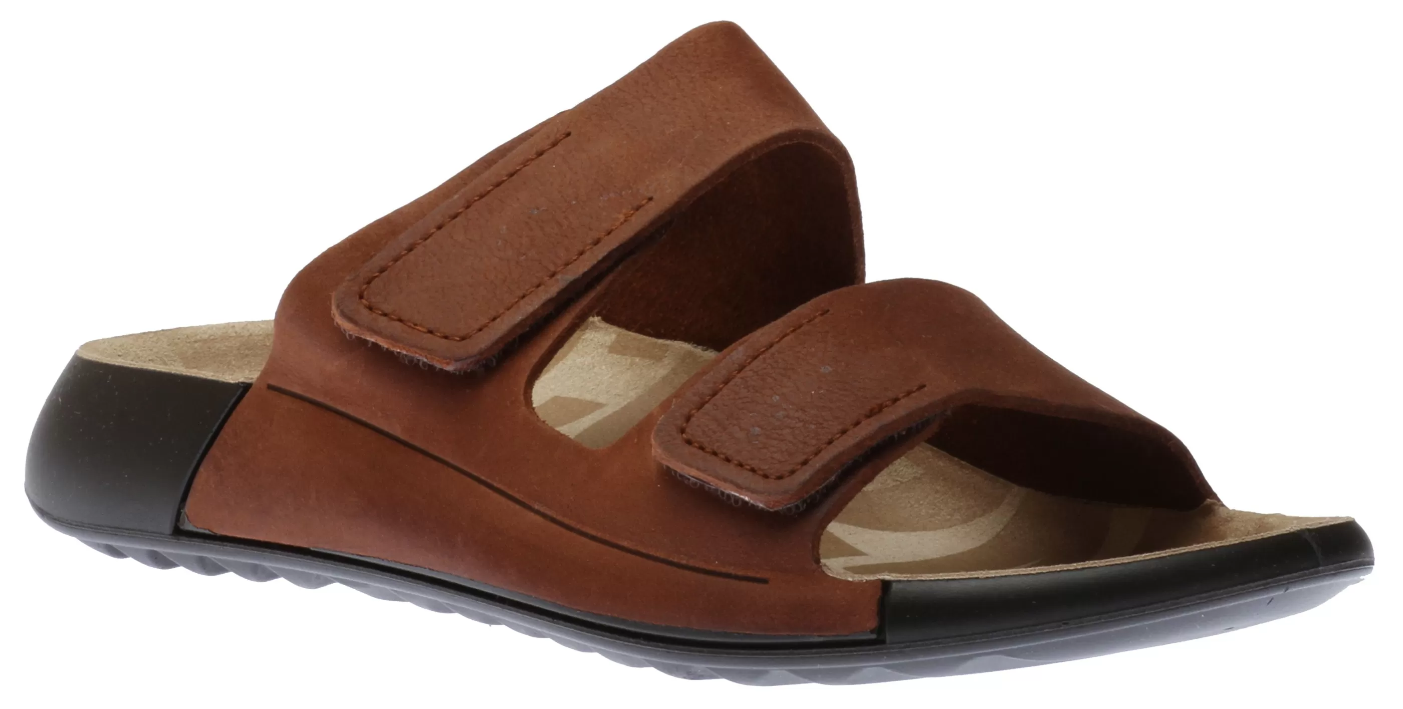 Online 2Nd Cosmo Tuscany Brown Leather Double Strap Slide Sandal Women Slide