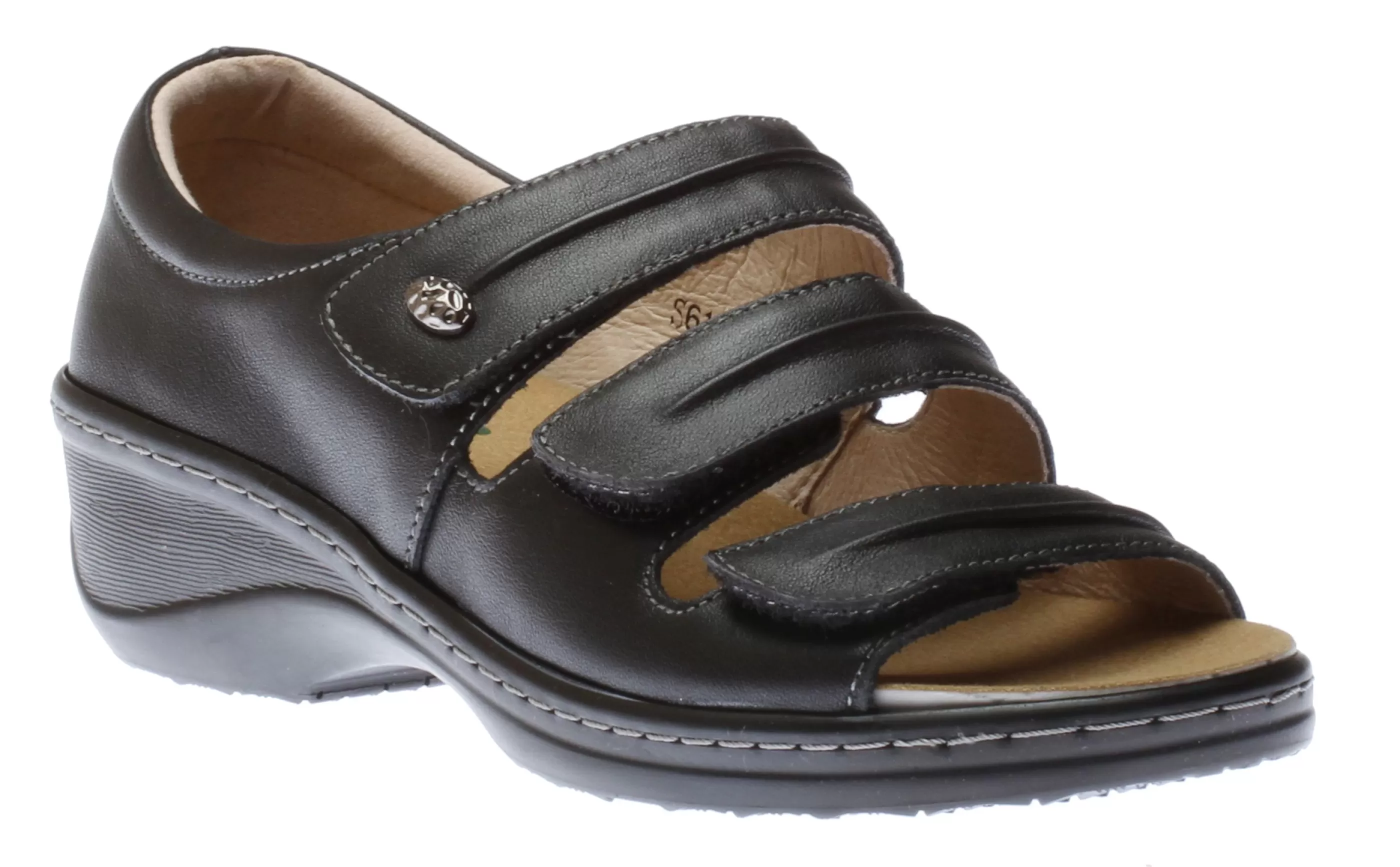 Fashion 3 Velcro Black Women Sandal