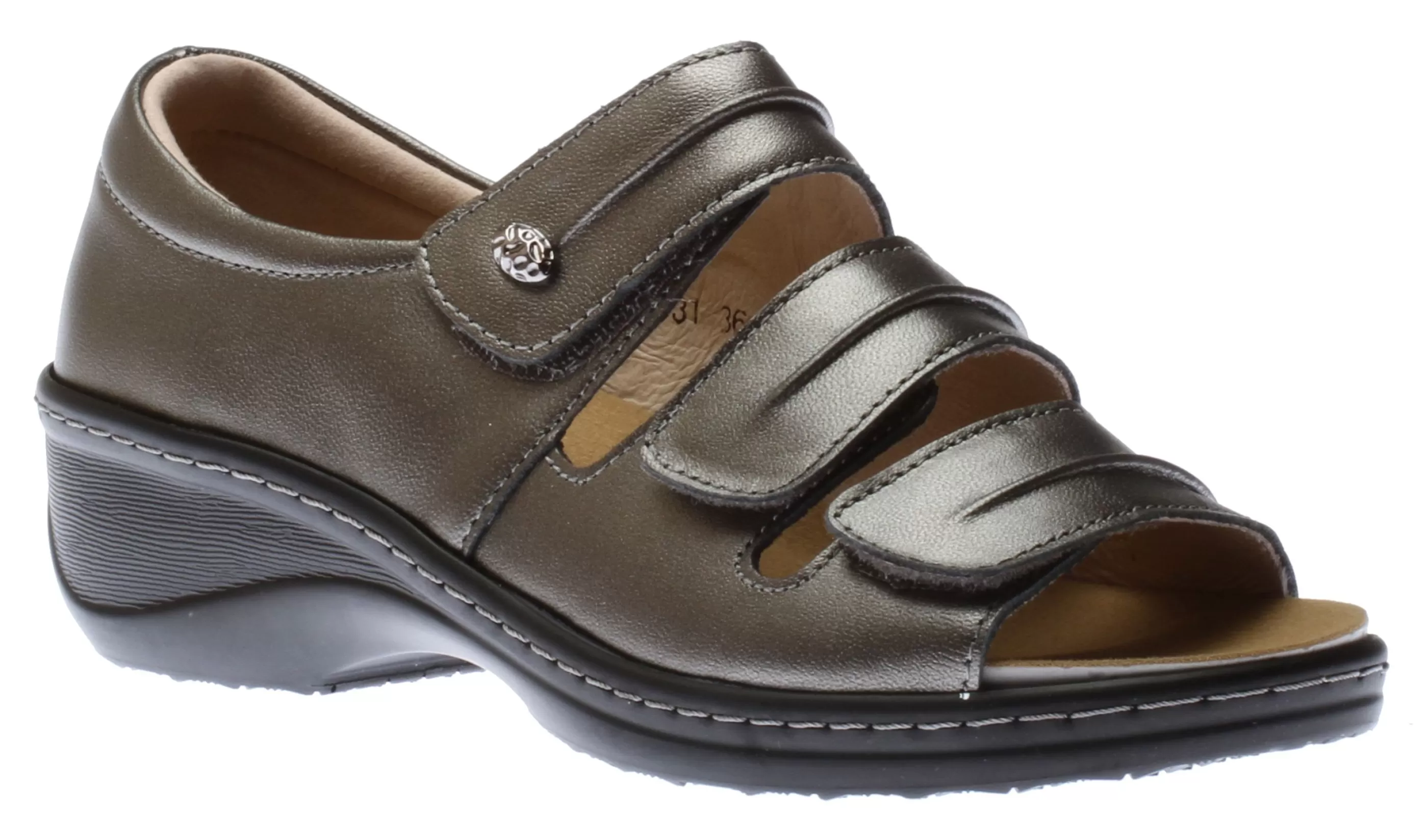 Online 3 Velcro Pewter Women Sandal