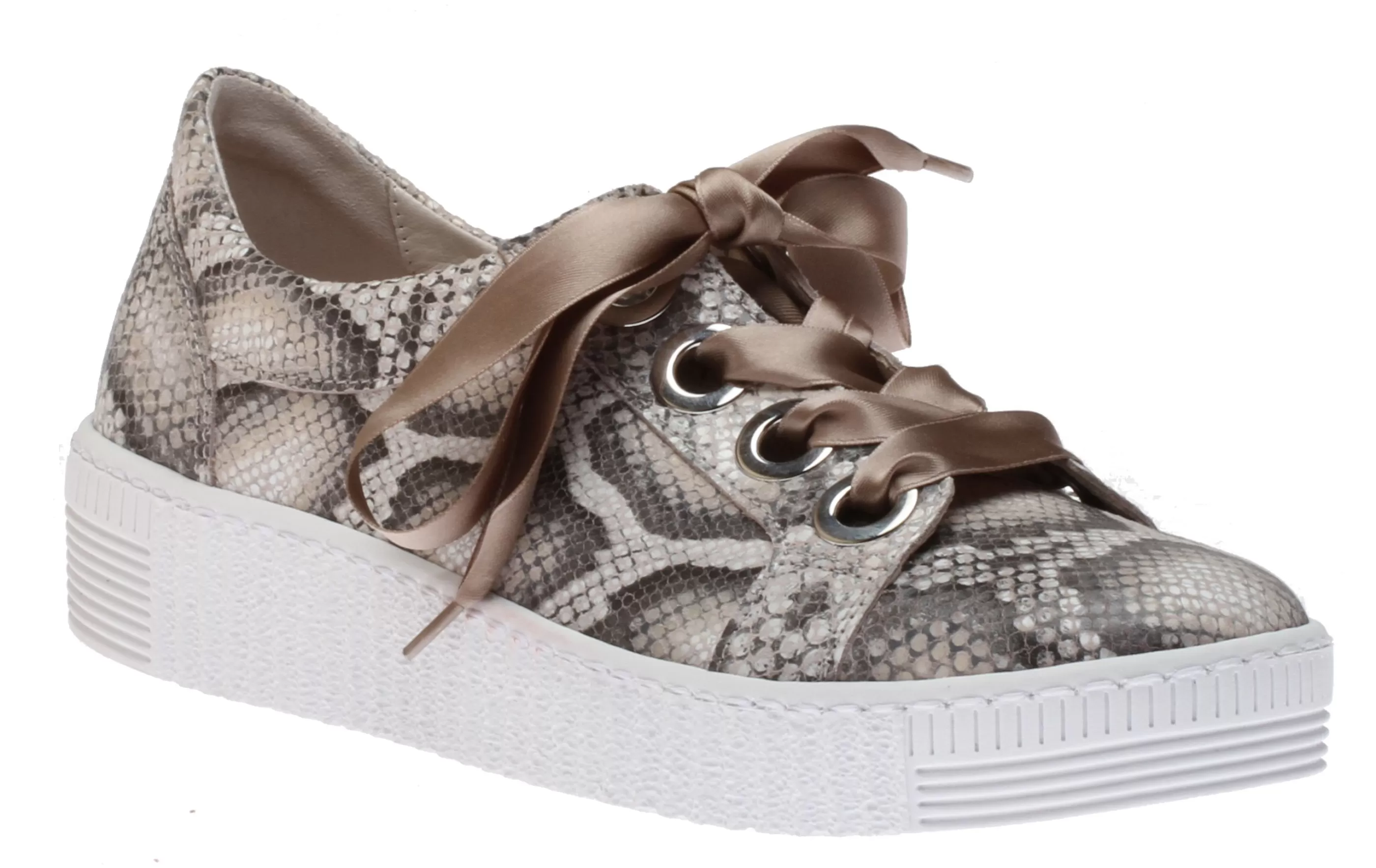 Store 43.330.30 Taupe Snakeskin Lace-Up Sneaker Women Casual