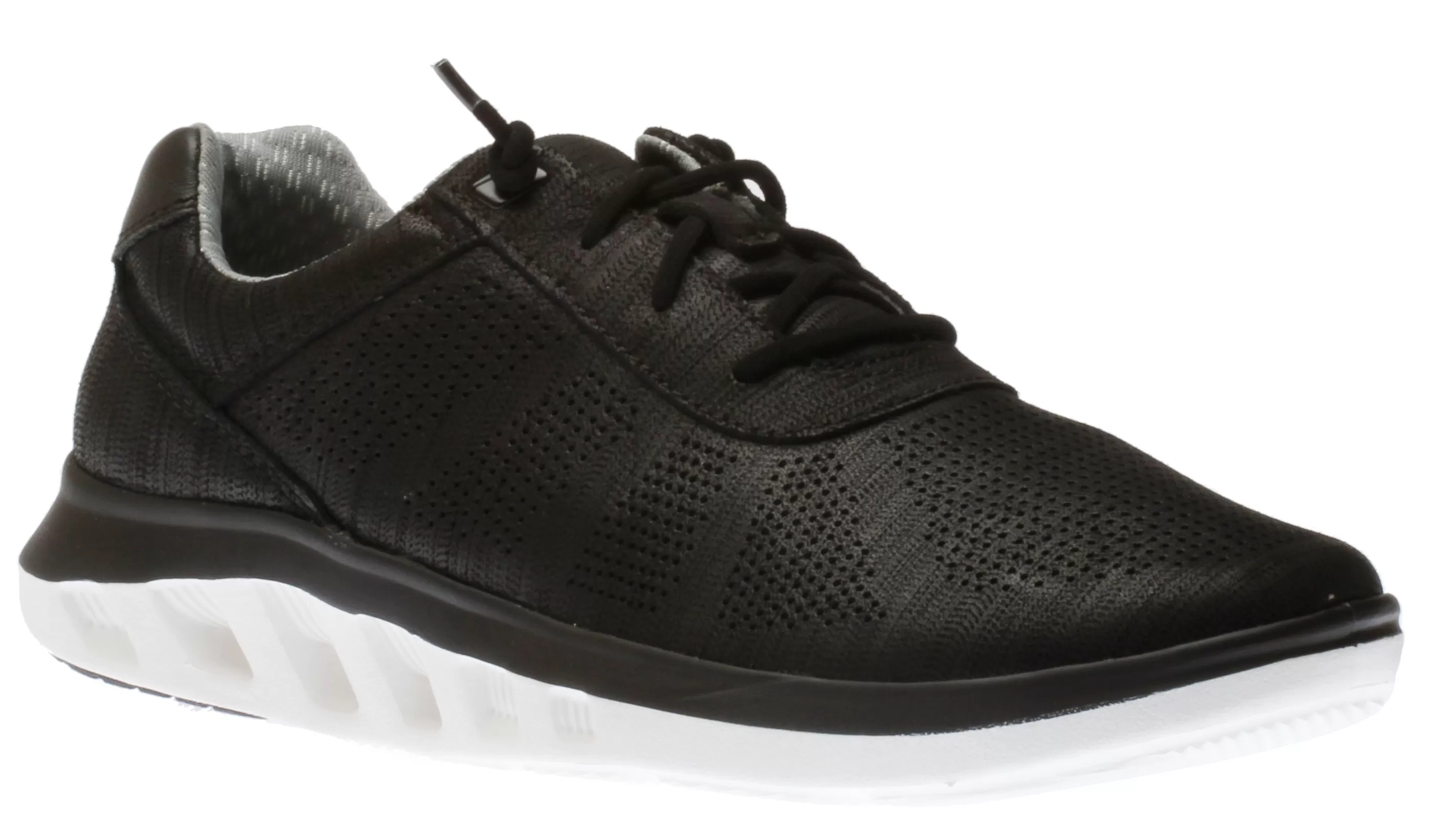 Clearance Activate Black Perforated Leather Lace-Up Sneaker Men Walking