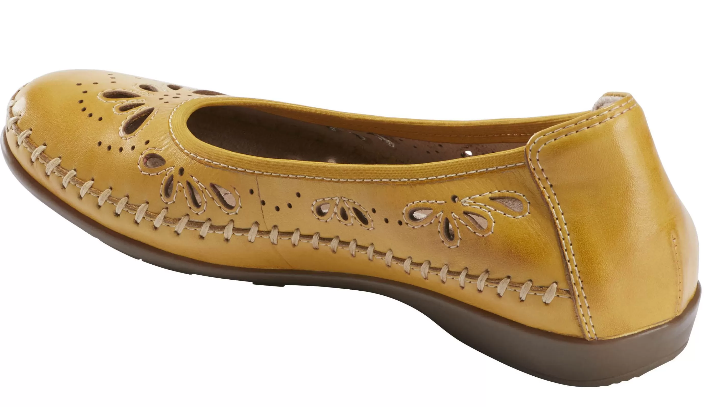 Cheap Alder Azza Orca Yellow Perforated Leather Ballet Flat Women Casual