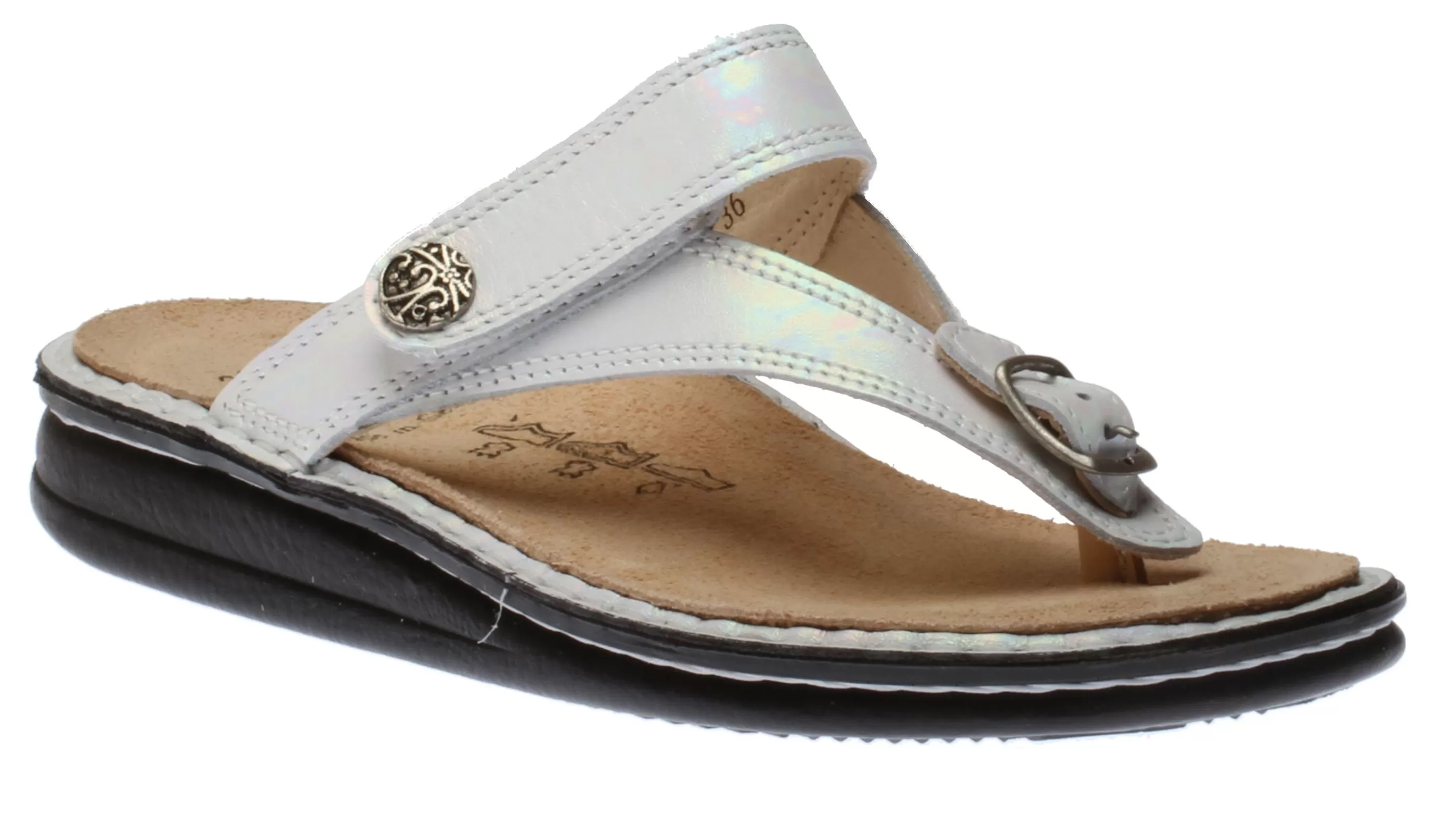 New Alexandria White Leather Thong Sandal Women Toe Thong