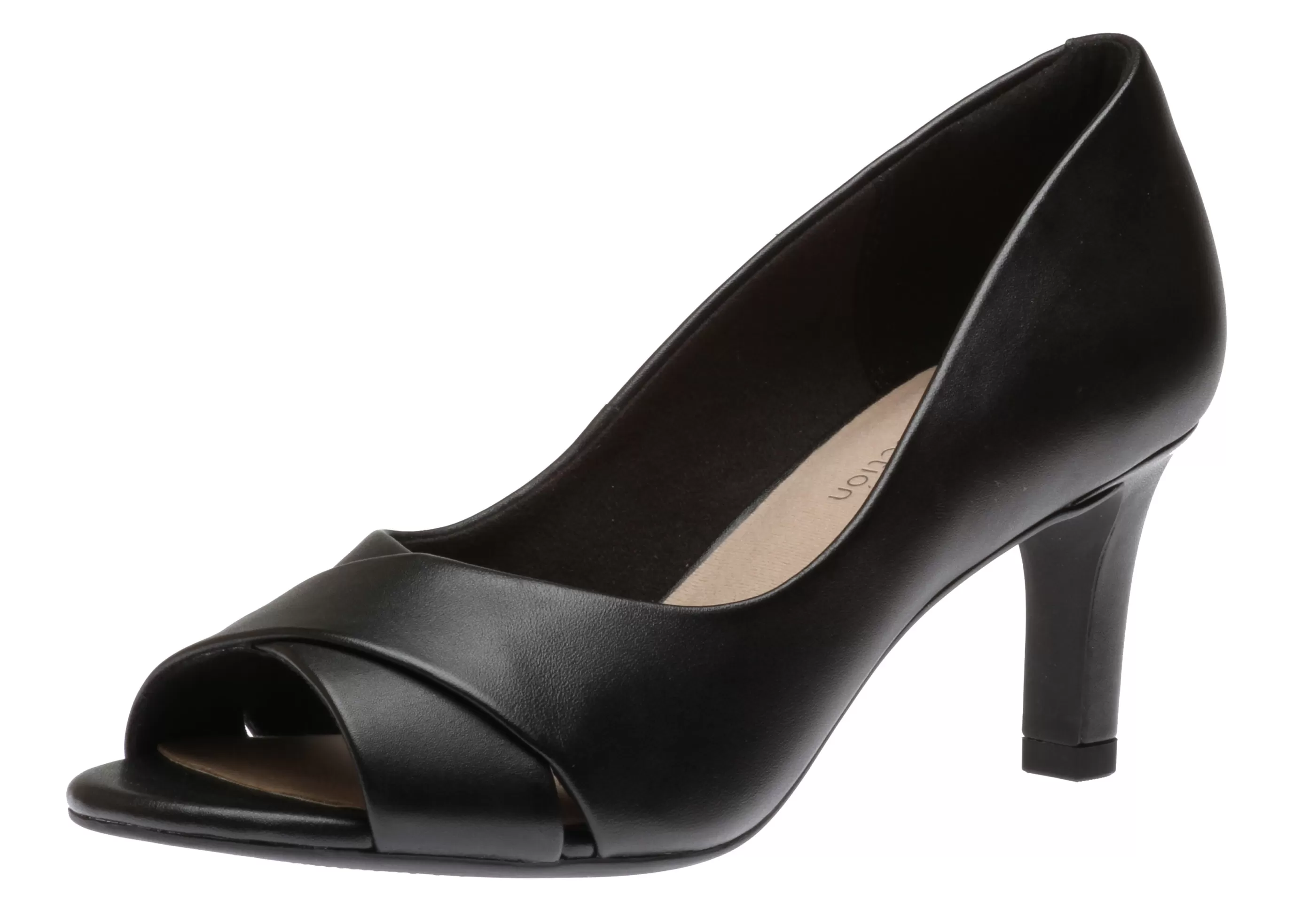 Sale Alice Fern Black Leather Open-Toe Pump Women Dress