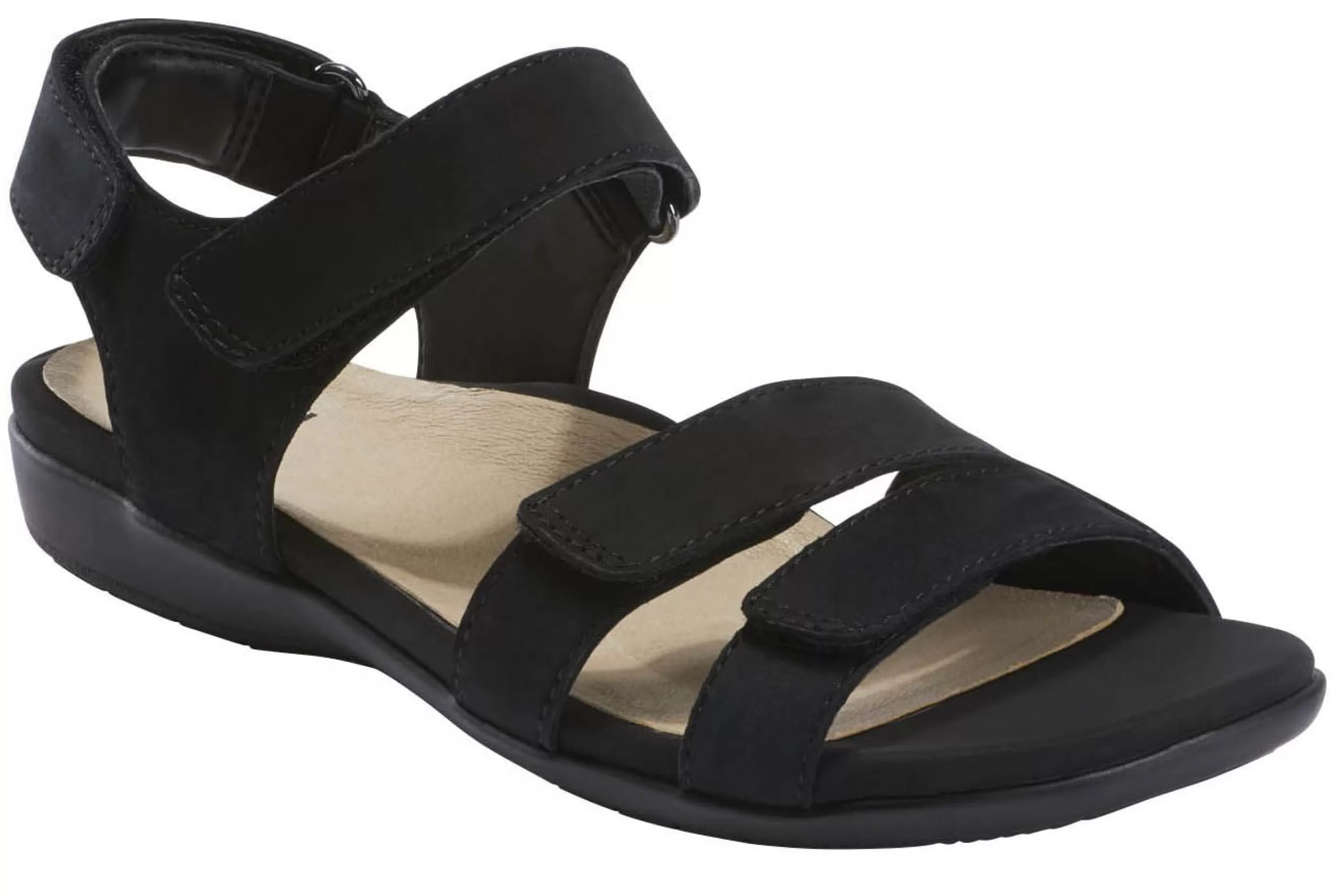 Clearance Amal Black Leather Adjustable Strappy Sandal Women Sandal