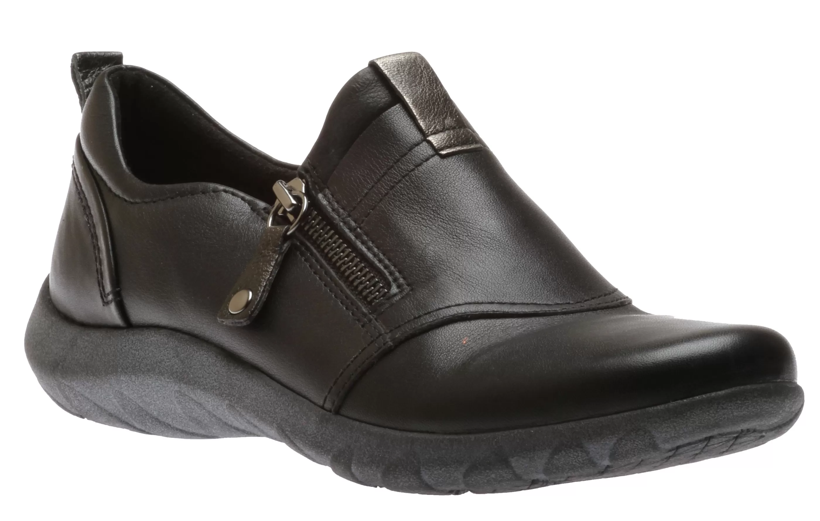 Flash Sale Amalie Black Leather Zipper Slip-On Women Casual