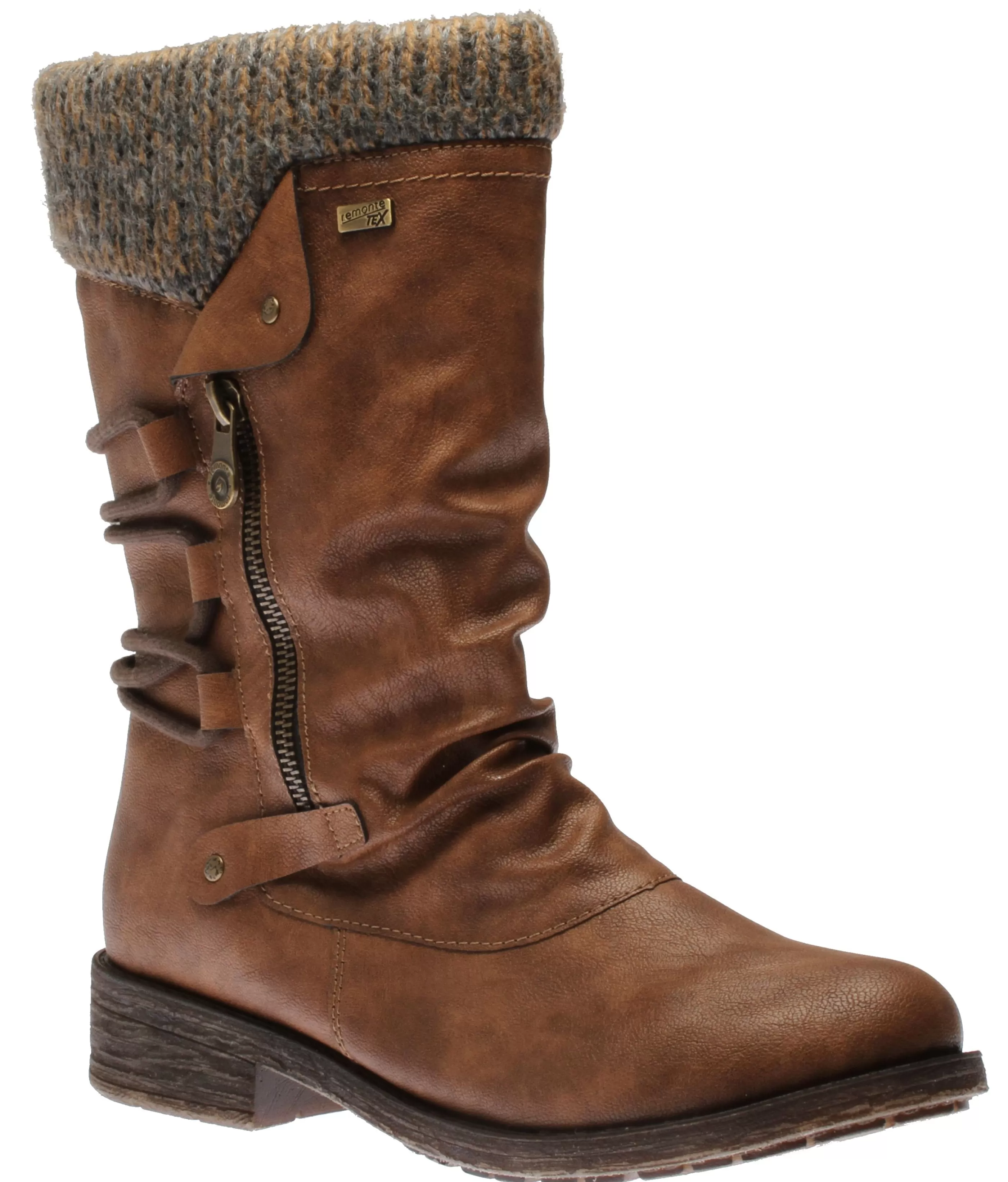 Online Andros Brown Knit Mid-Height Boot Women Boot