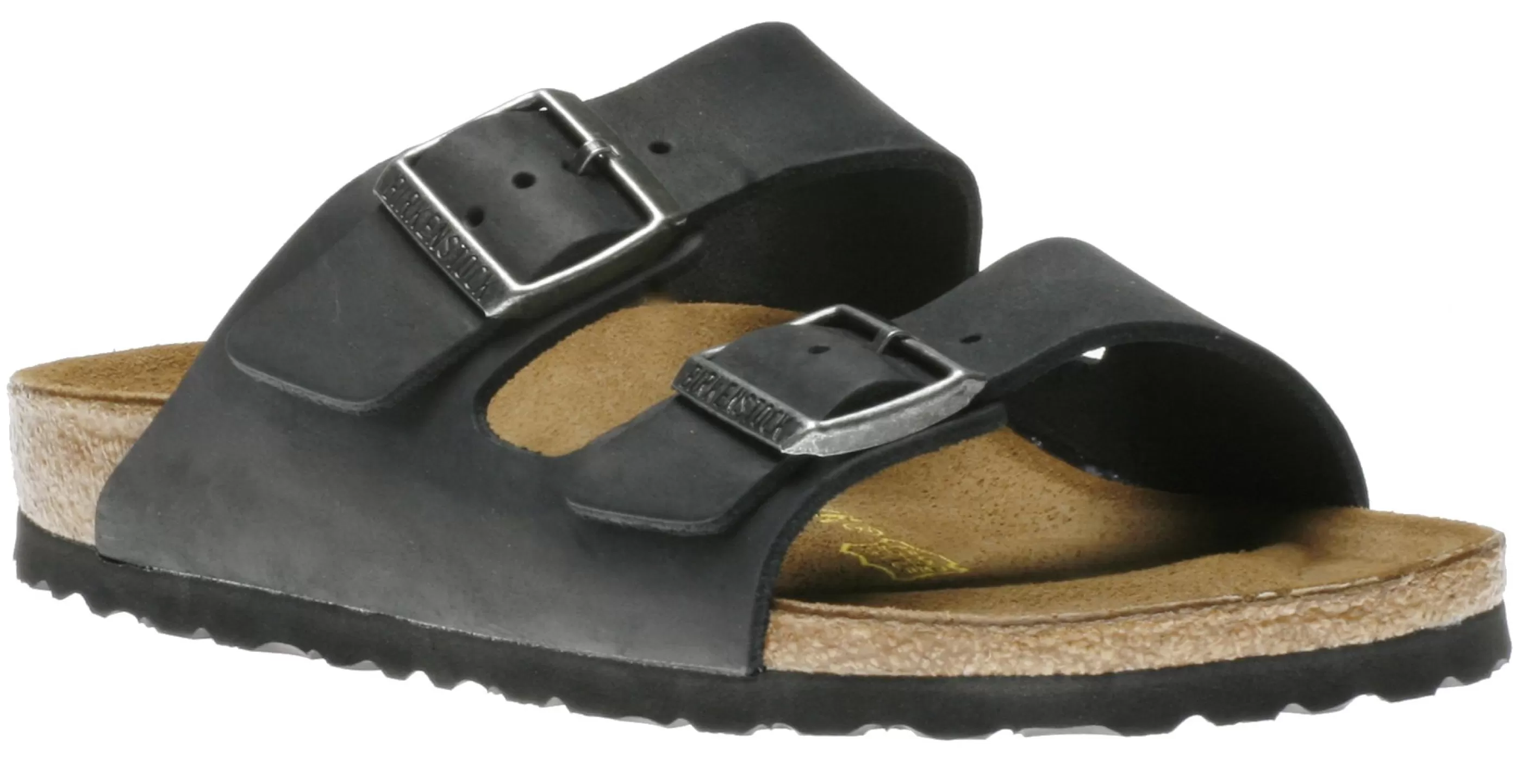 Best Sale Arizona Black Oiled Leather Slide Sandal Men Slide