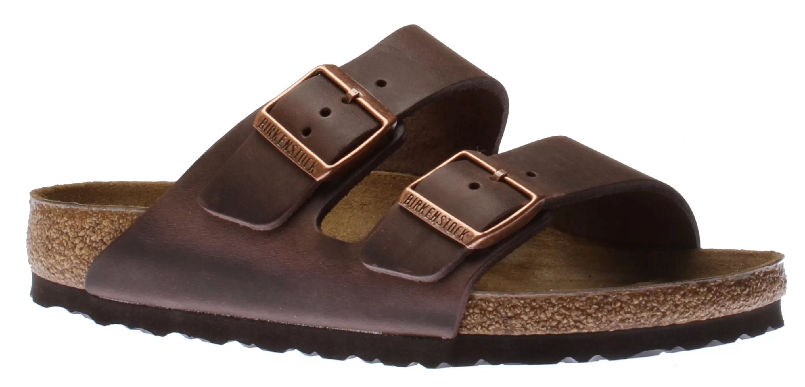 Online Arizona Hard Footbed Habana Brown Oiled Leather Slide Sandal Men Slide