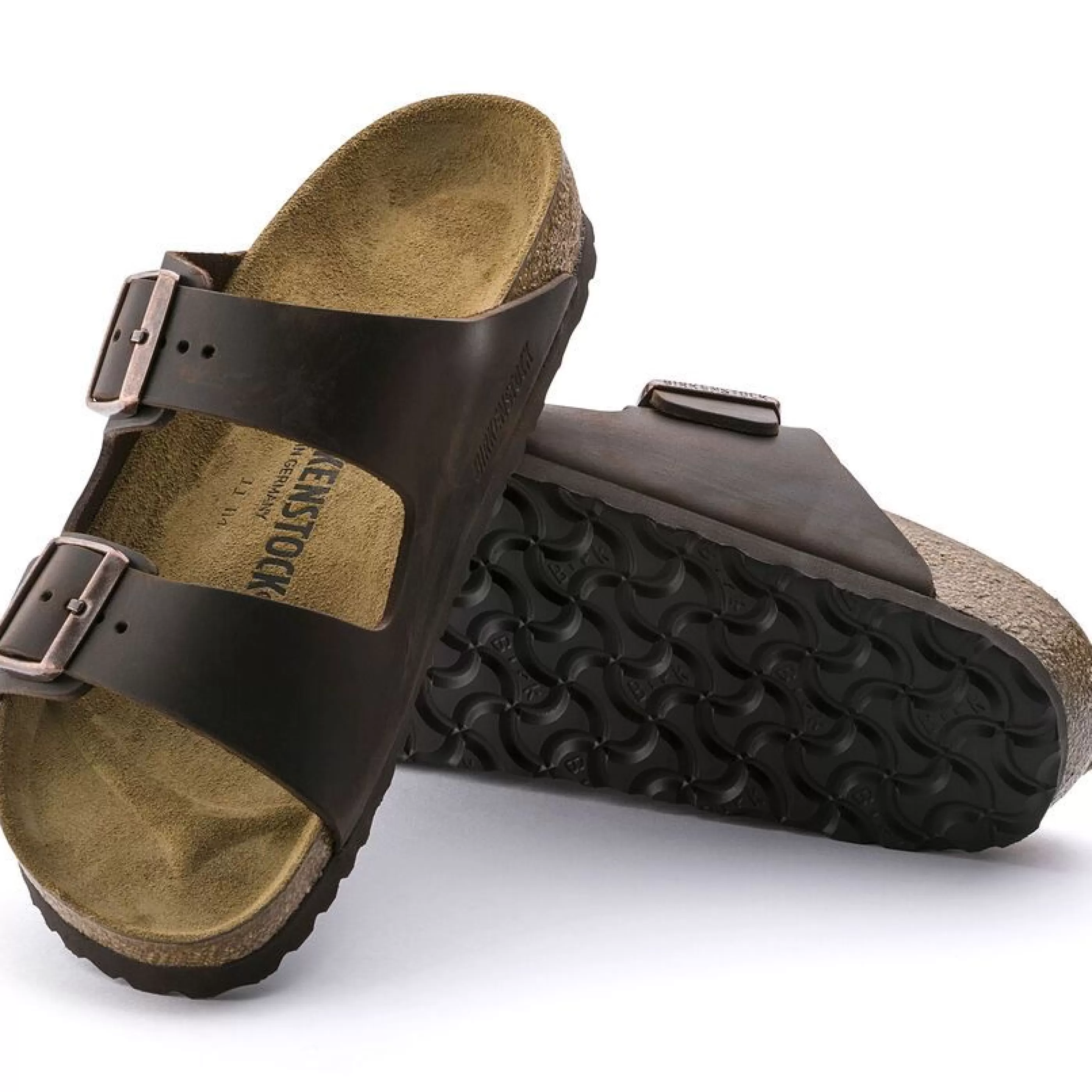 Online Arizona Hard Footbed Habana Brown Oiled Leather Slide Sandal Men Slide