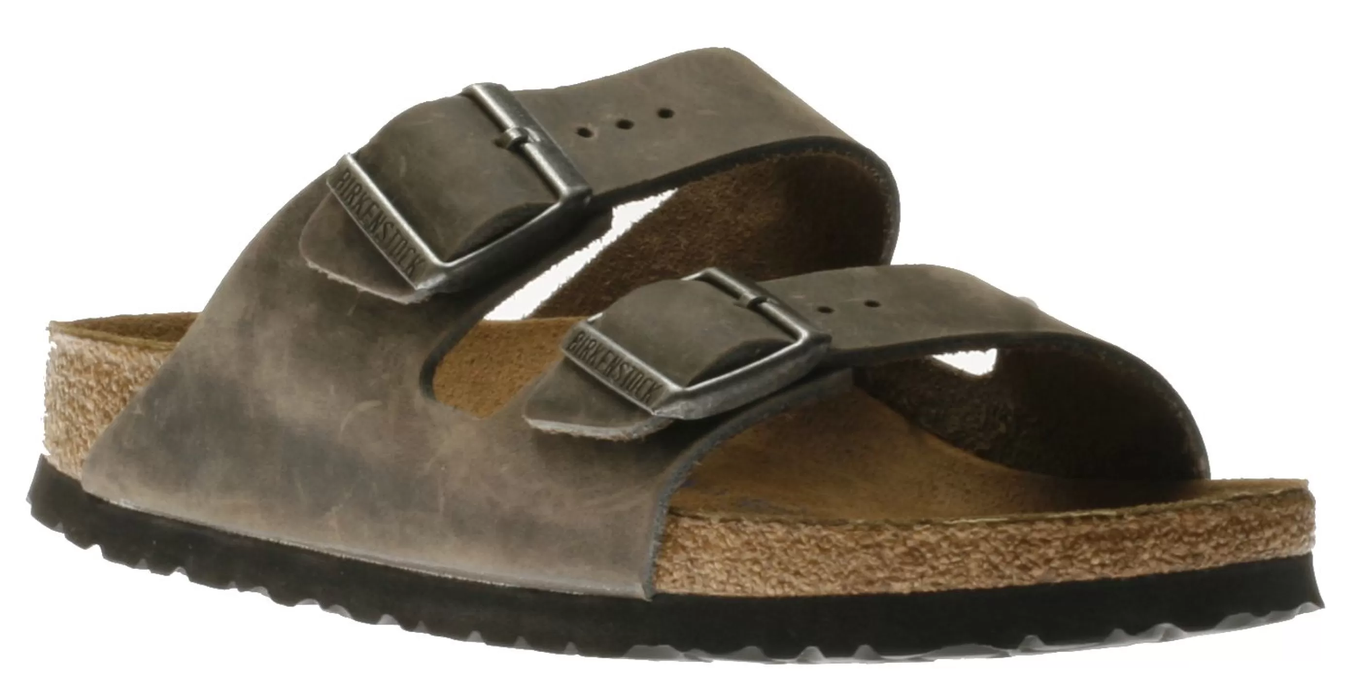 Best Arizona Soft Footbed Iron Grey Oiled Leather Slide Sandal Men Slide