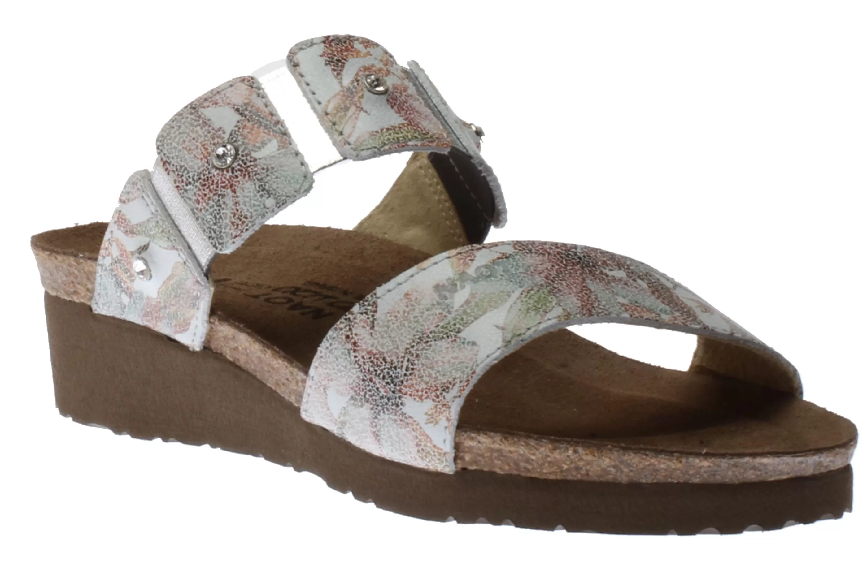 Discount Ashley White Floral Leather Slide Sandal Women Slide