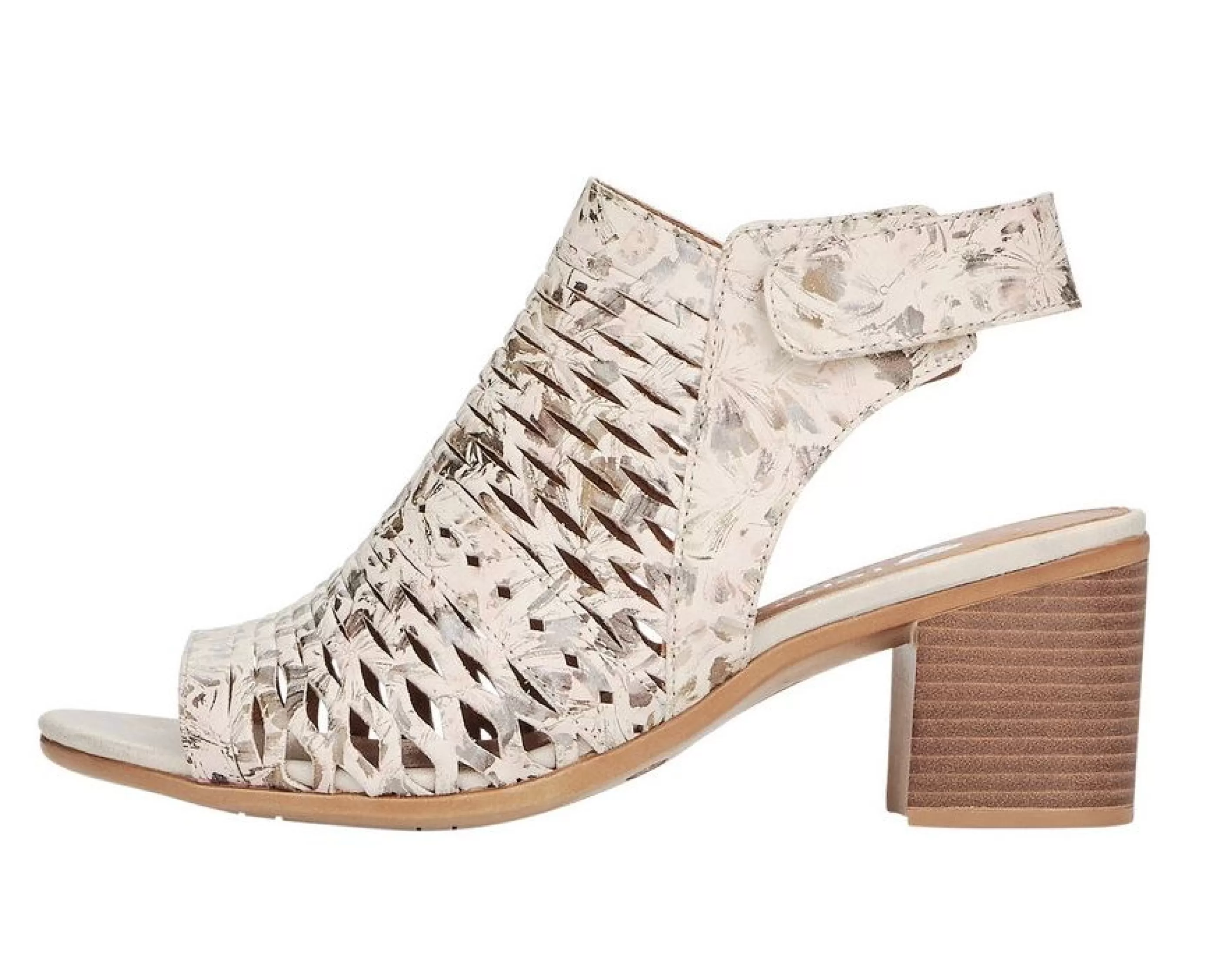 Hot Astrale Beige Metallic Perforated Leather Chunky Sandal Women Sandal