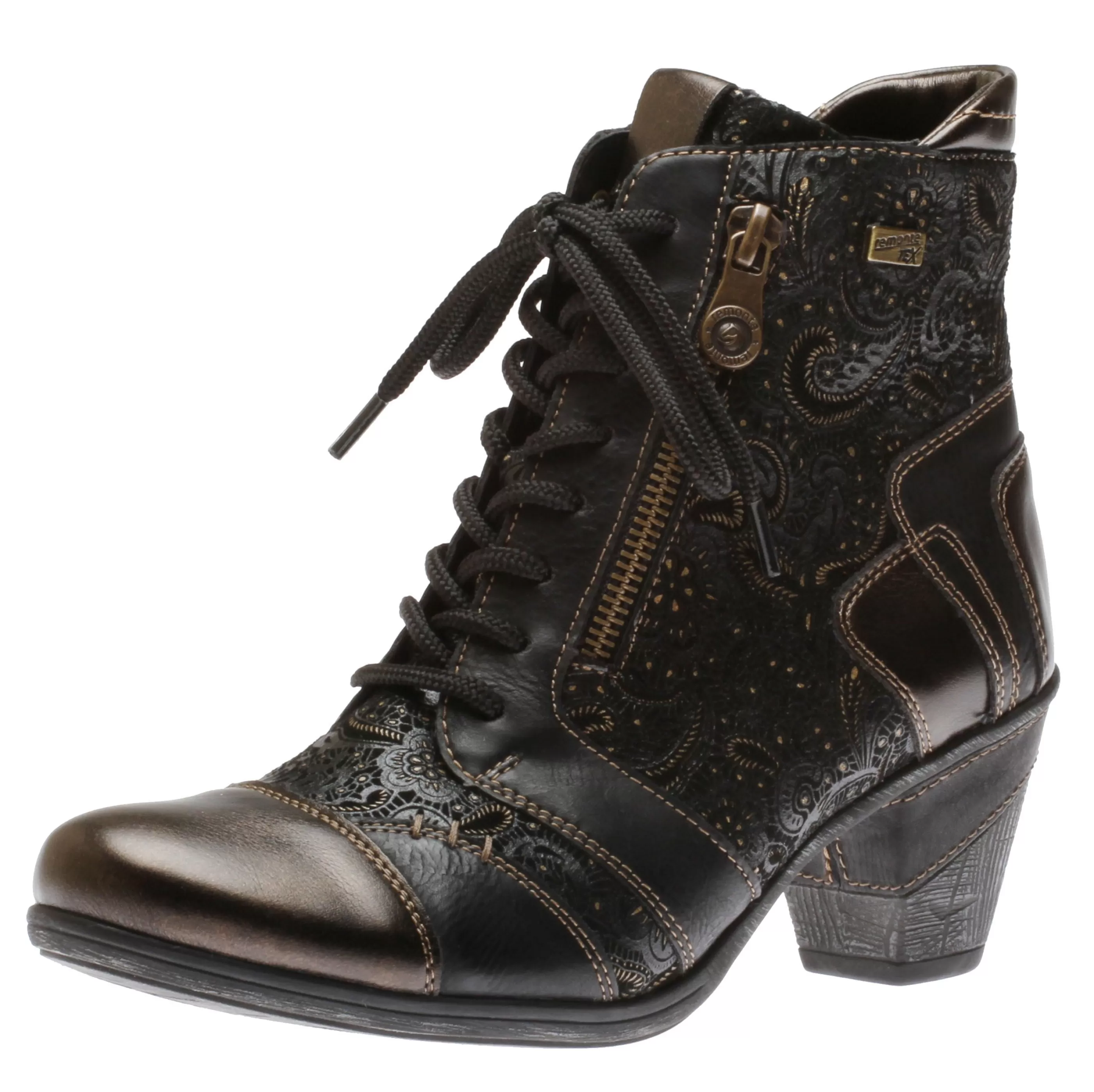 Outlet Australia Black Bronze Paisley Ankle Boot Women Dress Boot