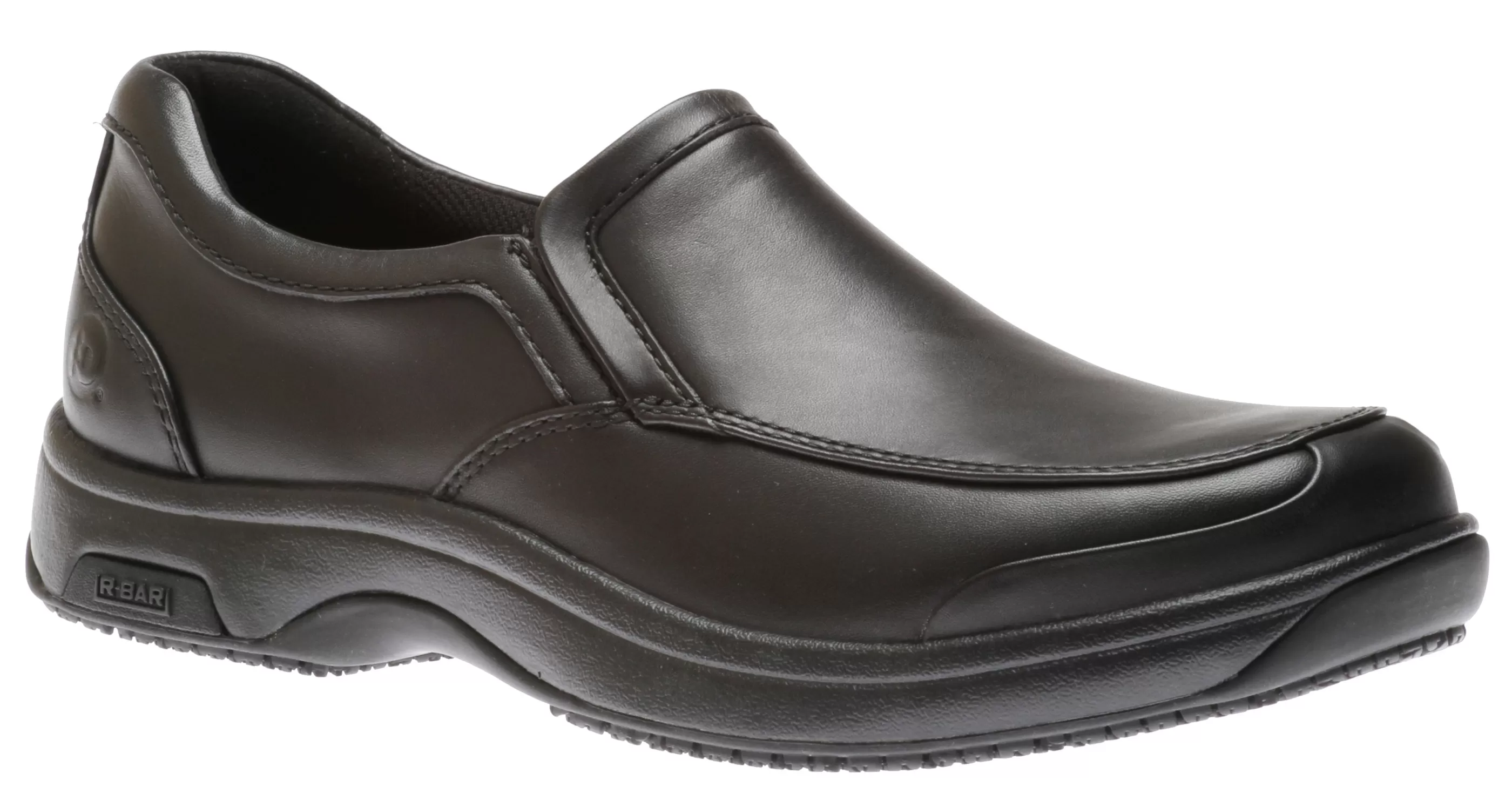 Hot Battery Park Service Black Leather Slip-On Shoe Men Walking