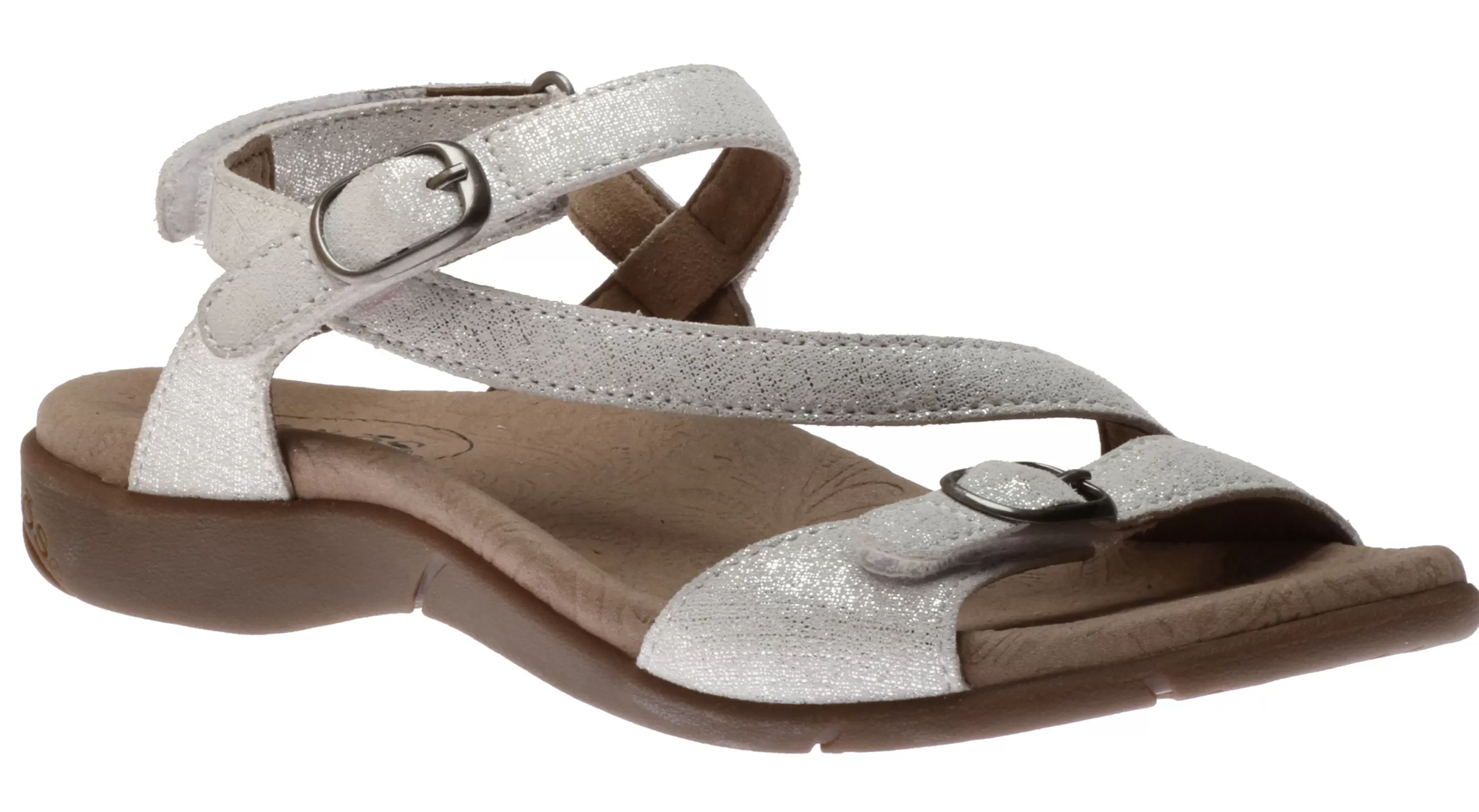 Outlet Beauty White Metallic Leather Slingback Sandal Women Sandal