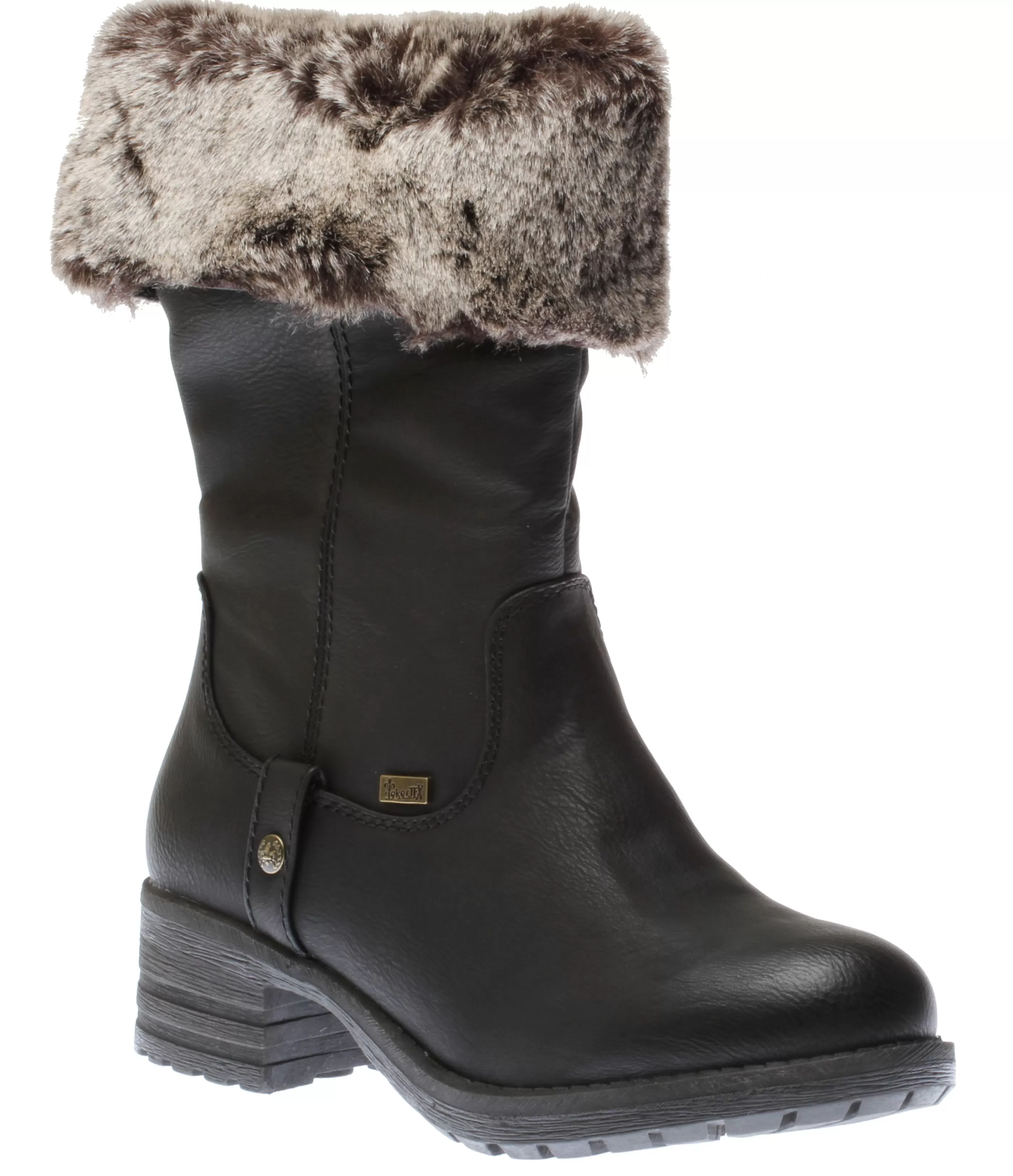 Fashion Belinga Black Faux Fur Trim Boot Women Boot