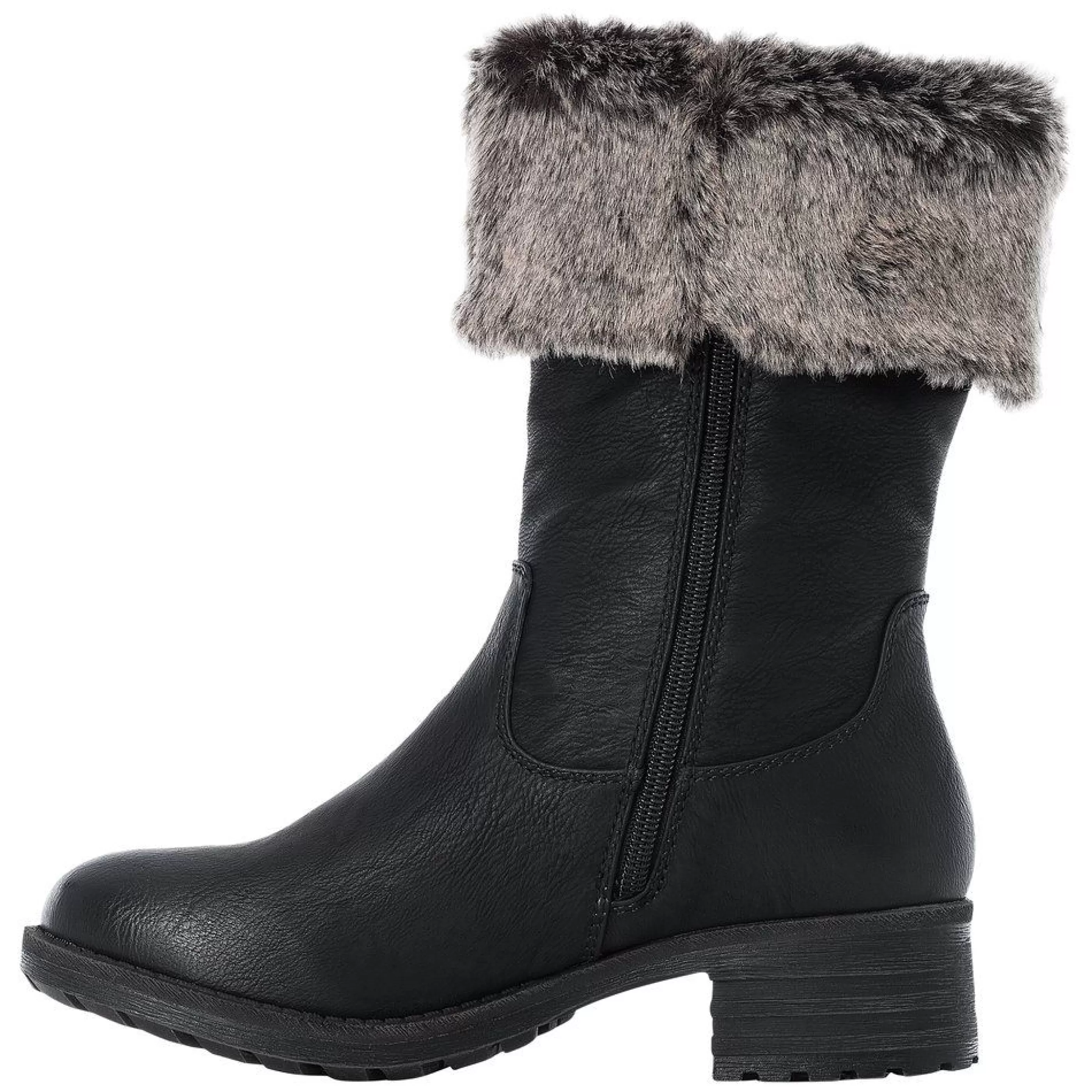 Fashion Belinga Black Faux Fur Trim Boot Women Boot