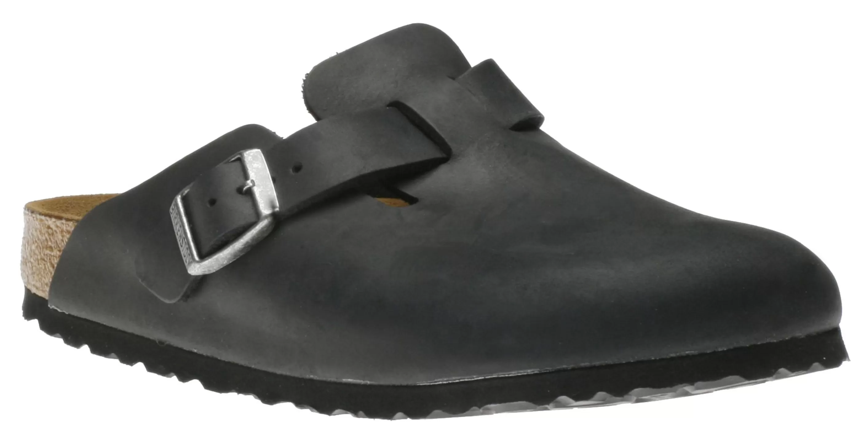 Best Boston Black Oiled Leather Clog Men Slipper