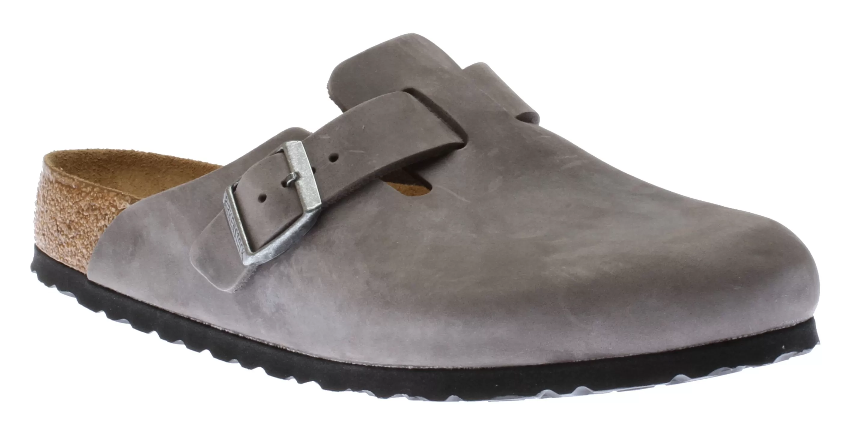 Best Sale Boston Iron Grey Oiled Leather Clog Men Slipper