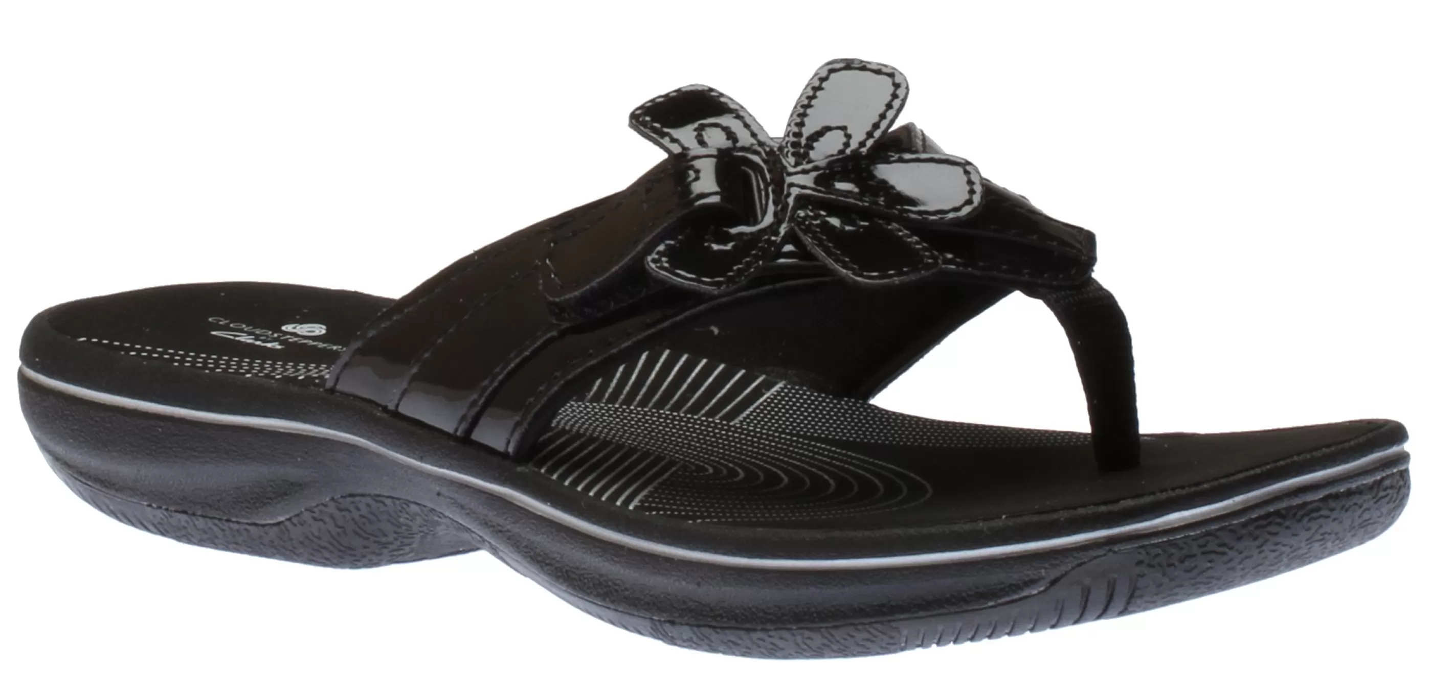 Hot Brinkley Flora Black Patent Thong Sandal Women Toe Thong