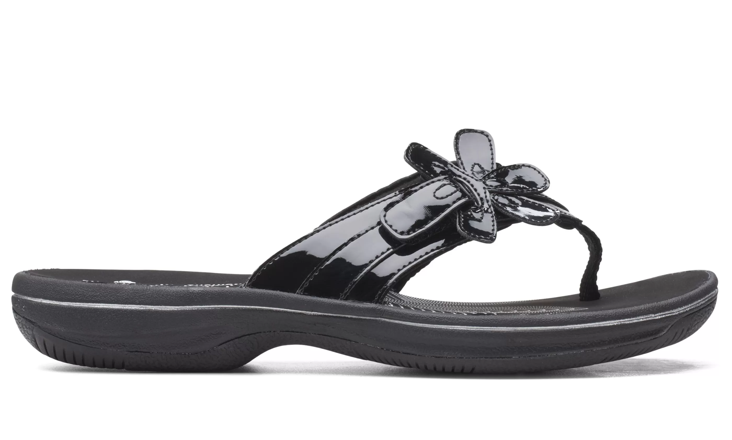 Hot Brinkley Flora Black Patent Thong Sandal Women Toe Thong