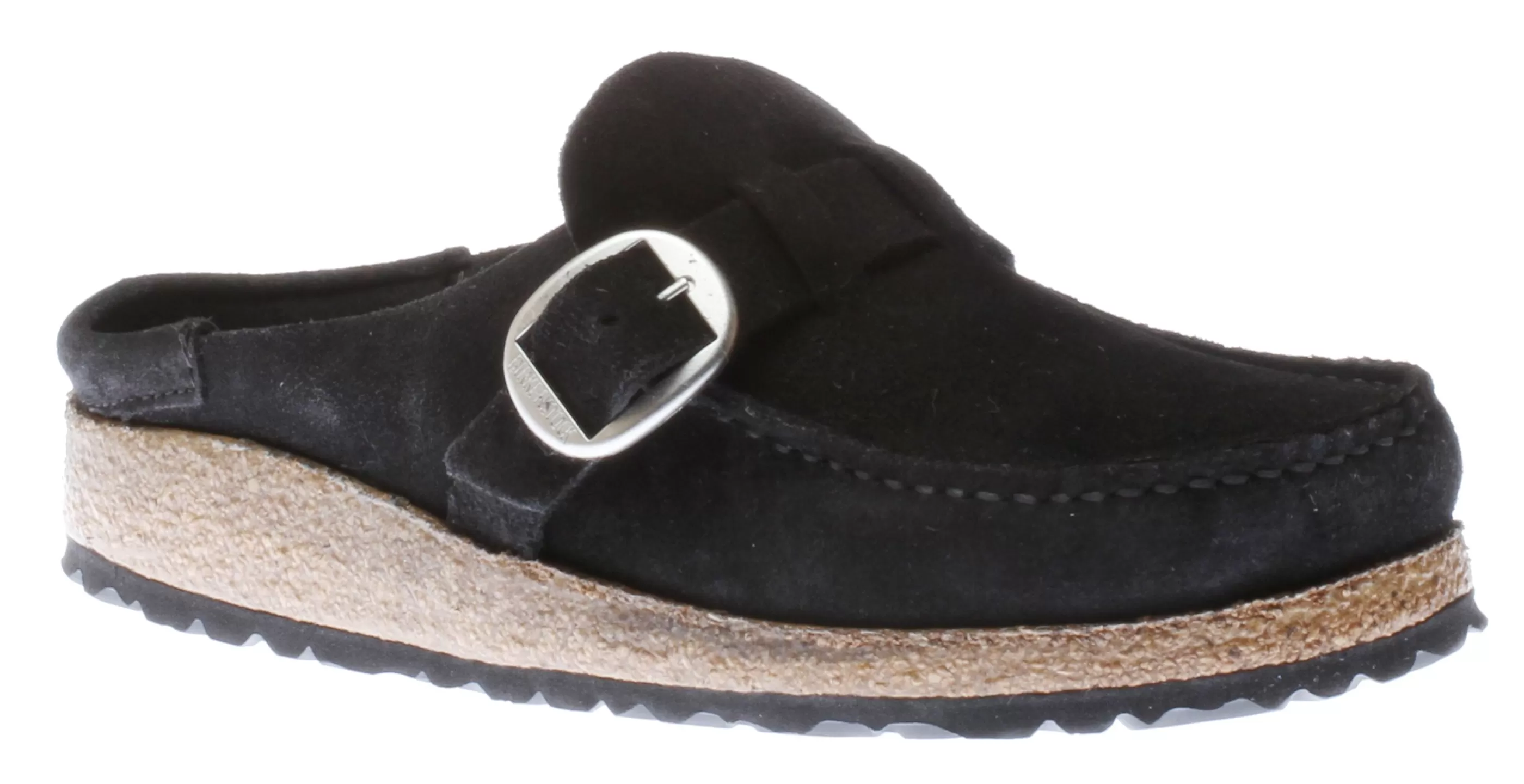 Cheap Buckley Black Suede Leather Clog Women Slipper