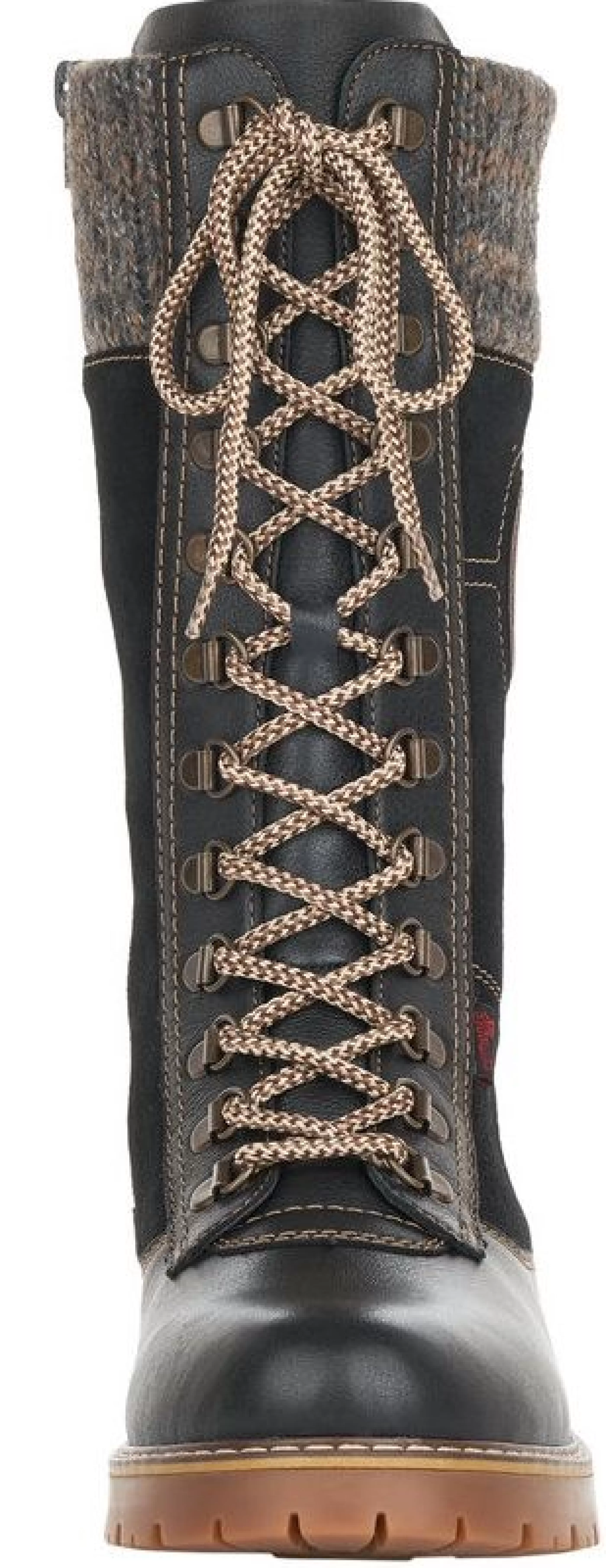 Cheap Castor Black Leather Knit Boot Women Boot