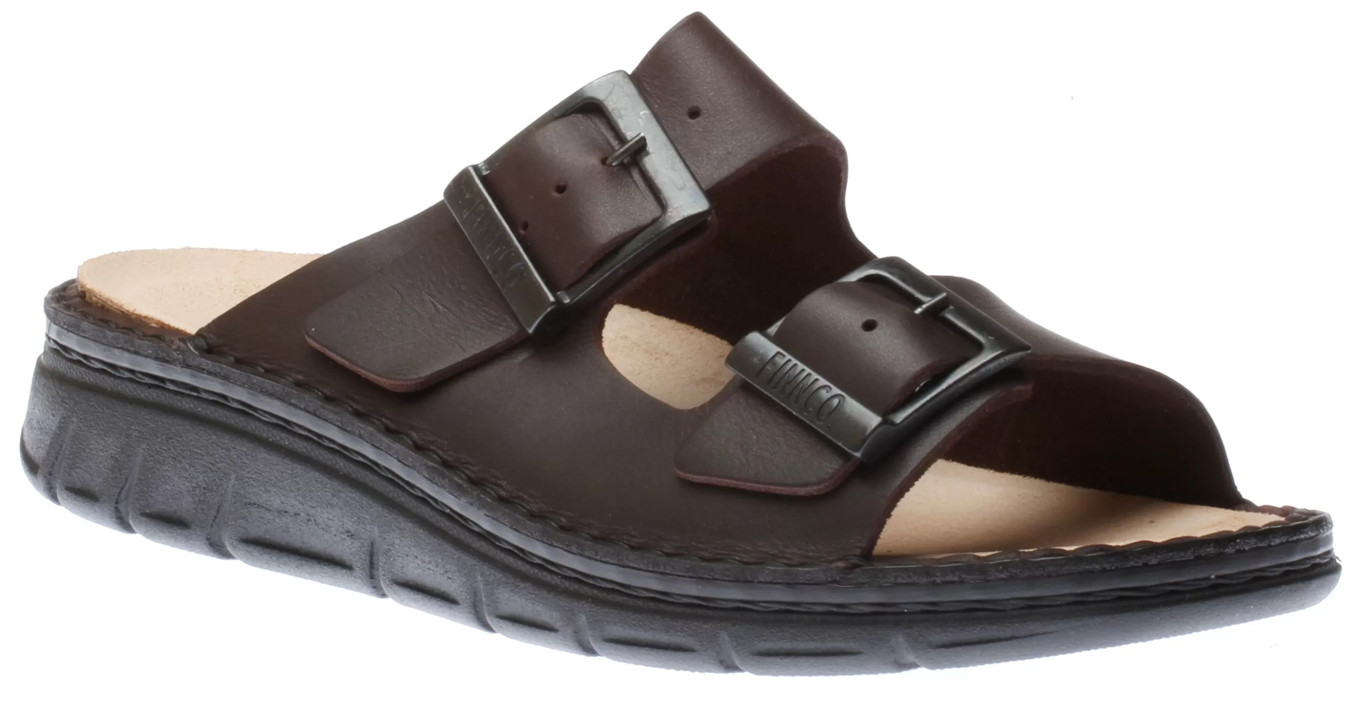 Fashion Cayman Men's Brown Leather Slide Sandal Men Slide