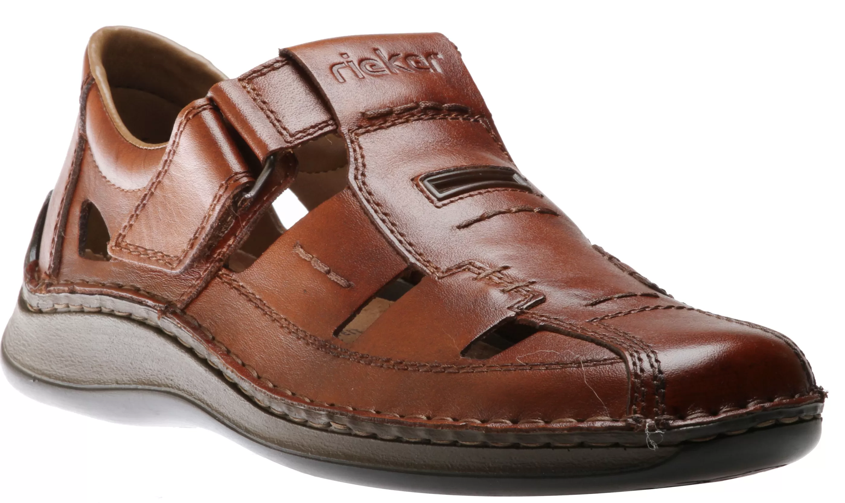 Online Clarino Brown Leather Fisherman Sandal Men Casual