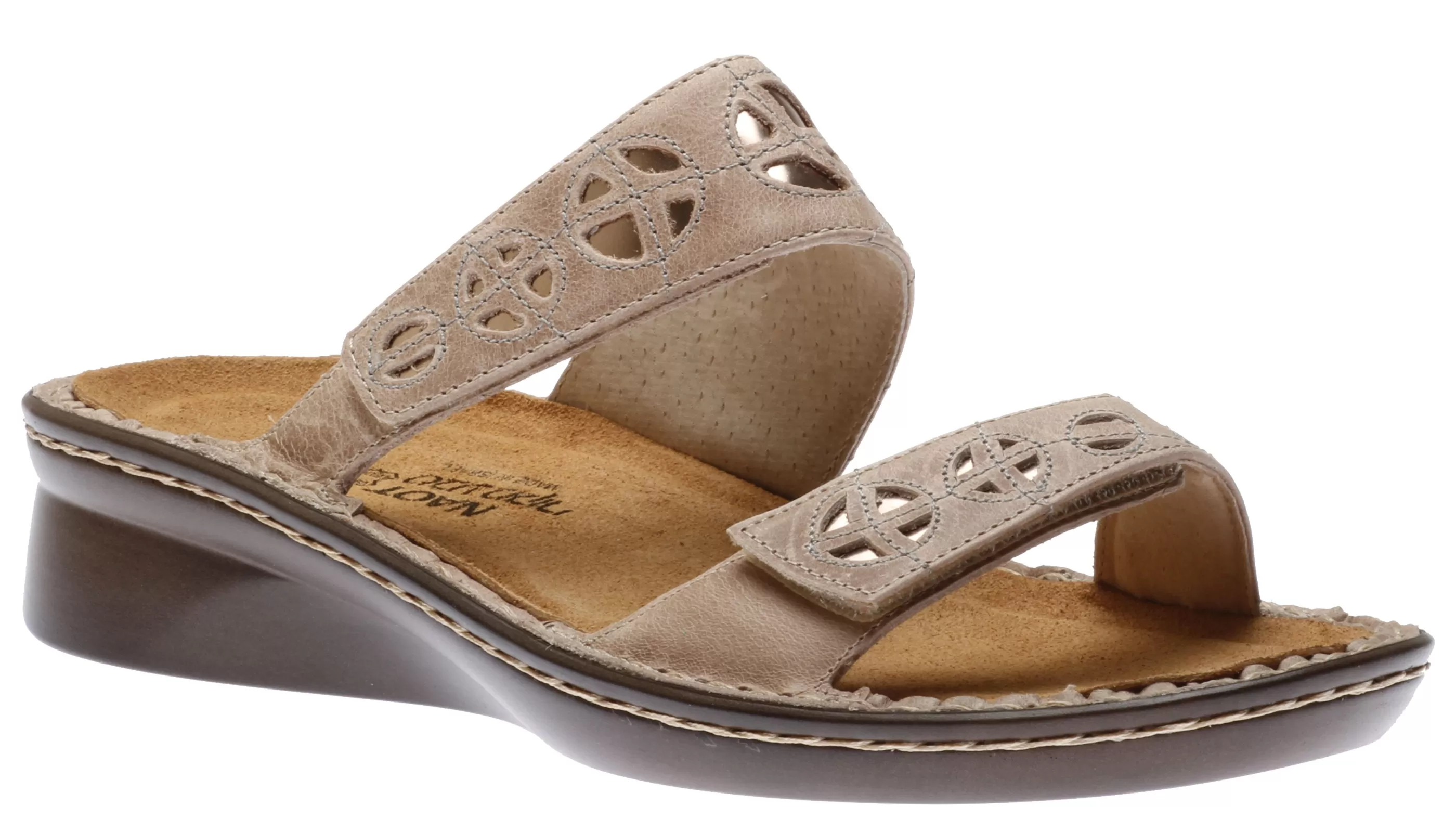 Fashion Cornet Beige Leather Slide Sandal Women Slide