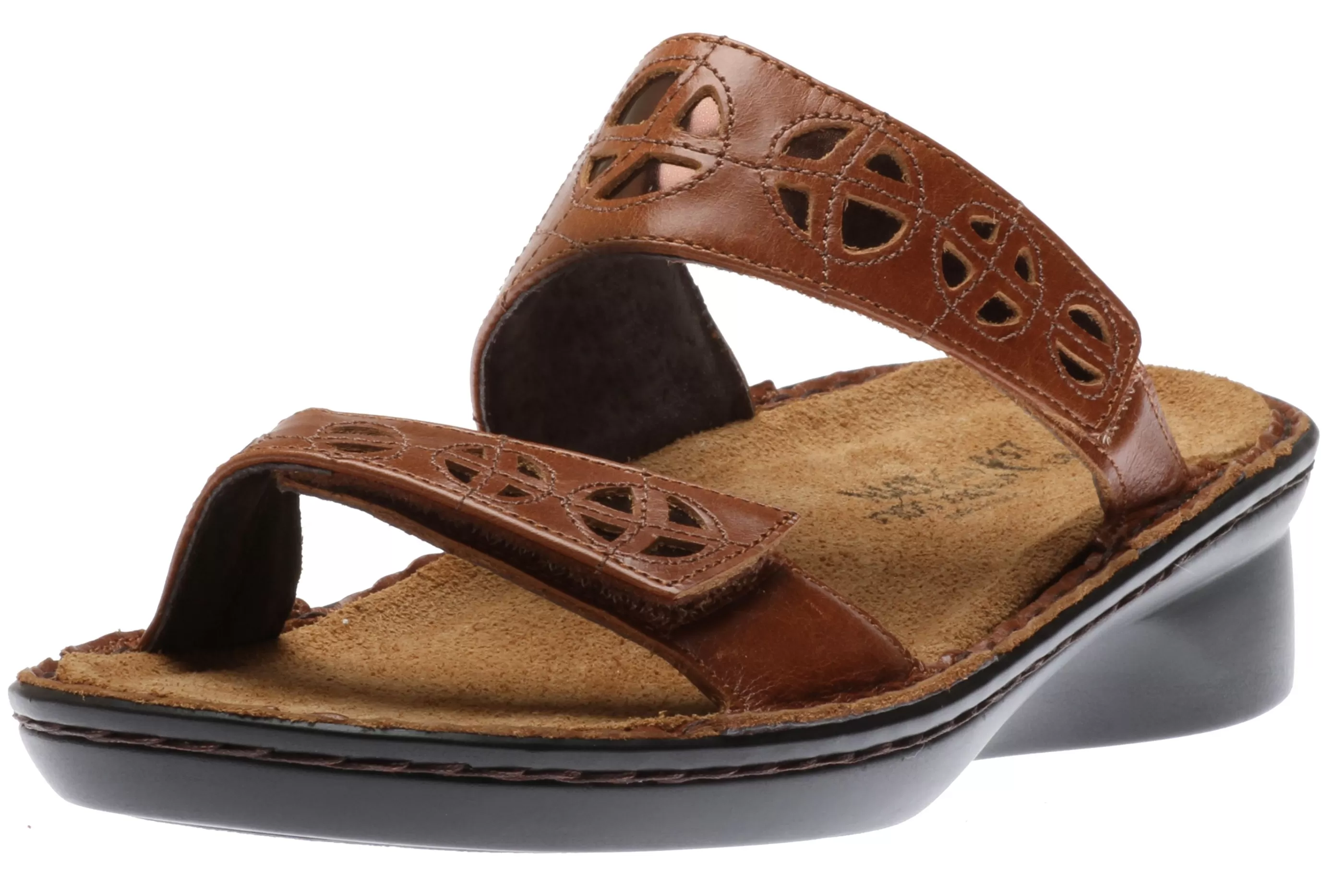 Fashion Cornet Brown Leather Slide Sandal Women Slide