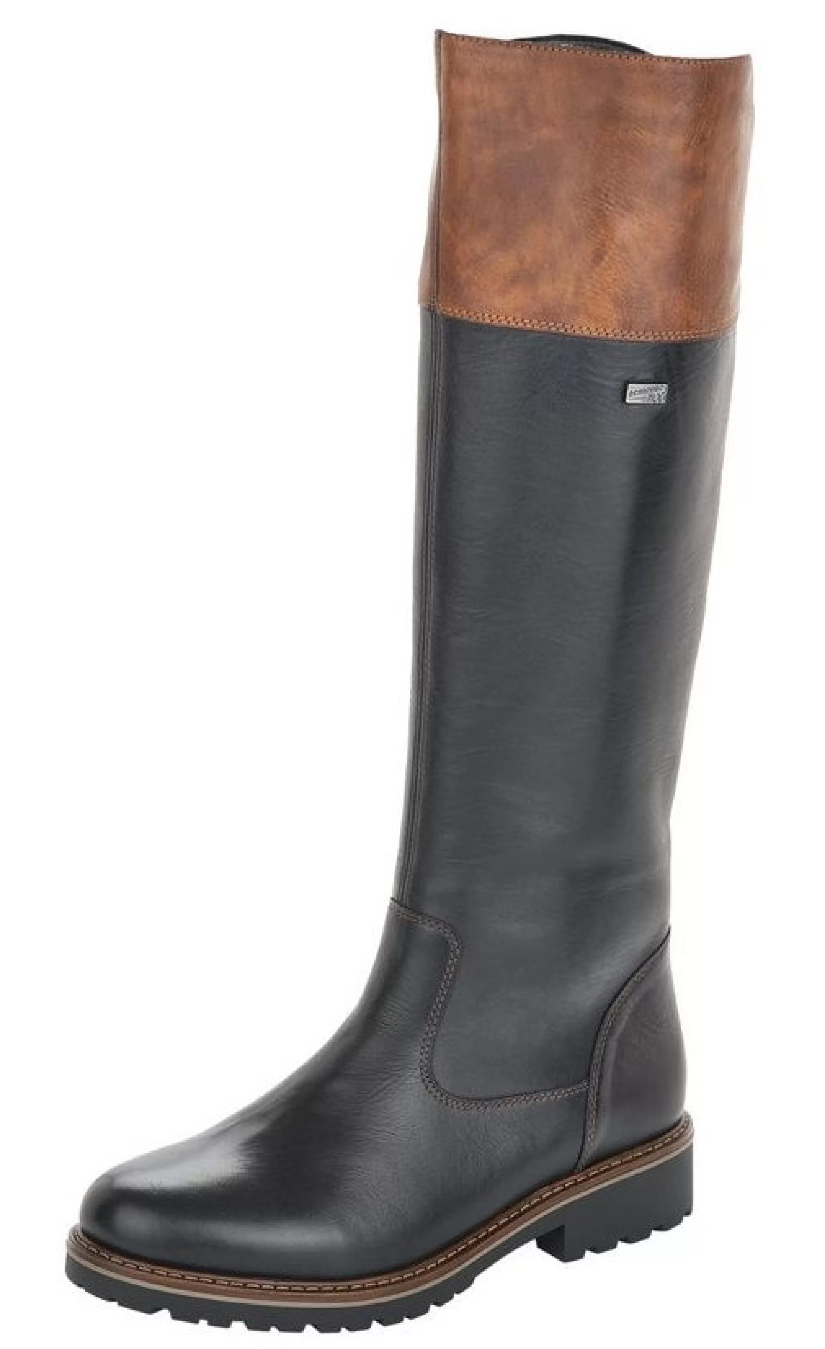 Store Cristallino Black Brown Leather Tall Boot Women Dress Boot