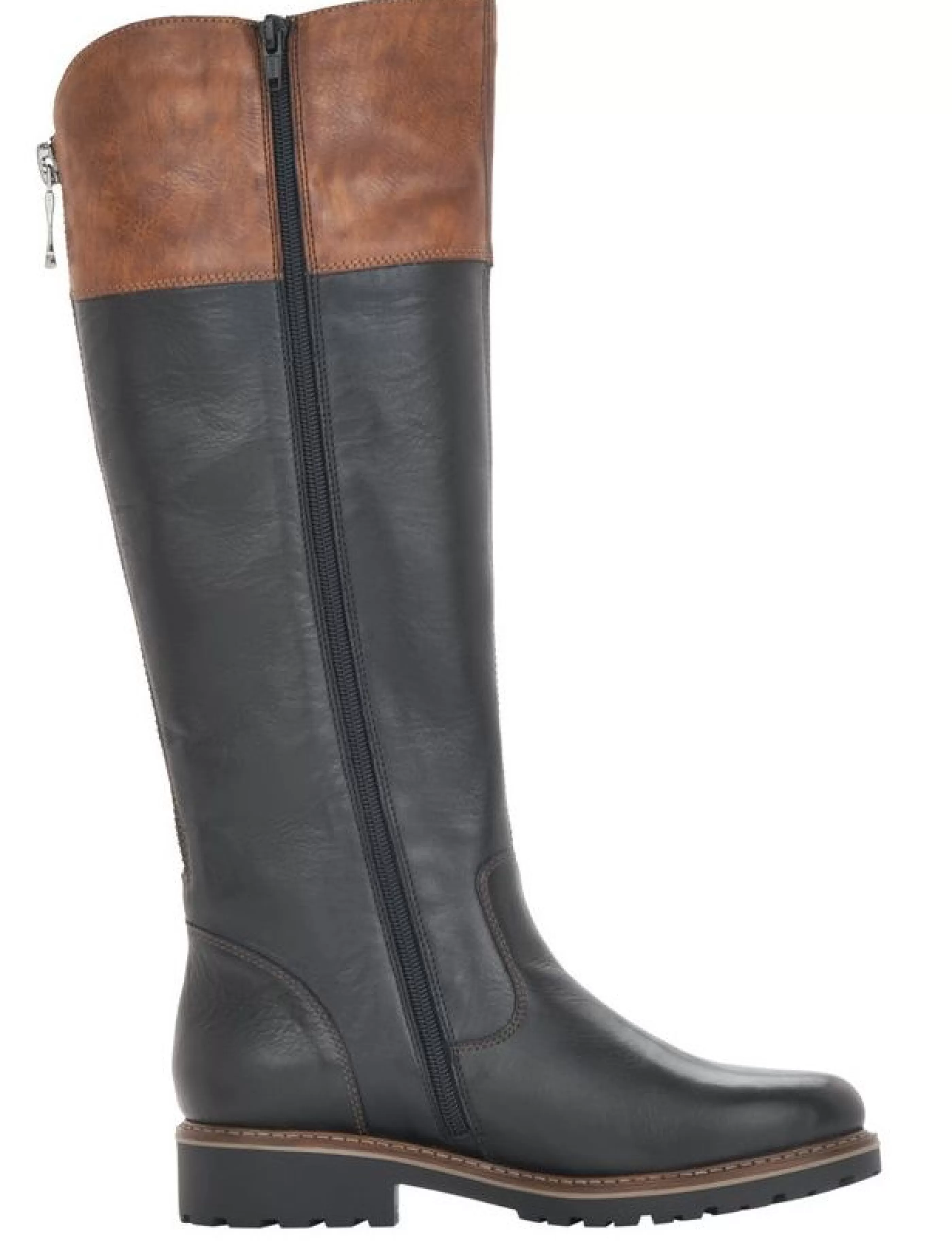 Store Cristallino Black Brown Leather Tall Boot Women Dress Boot