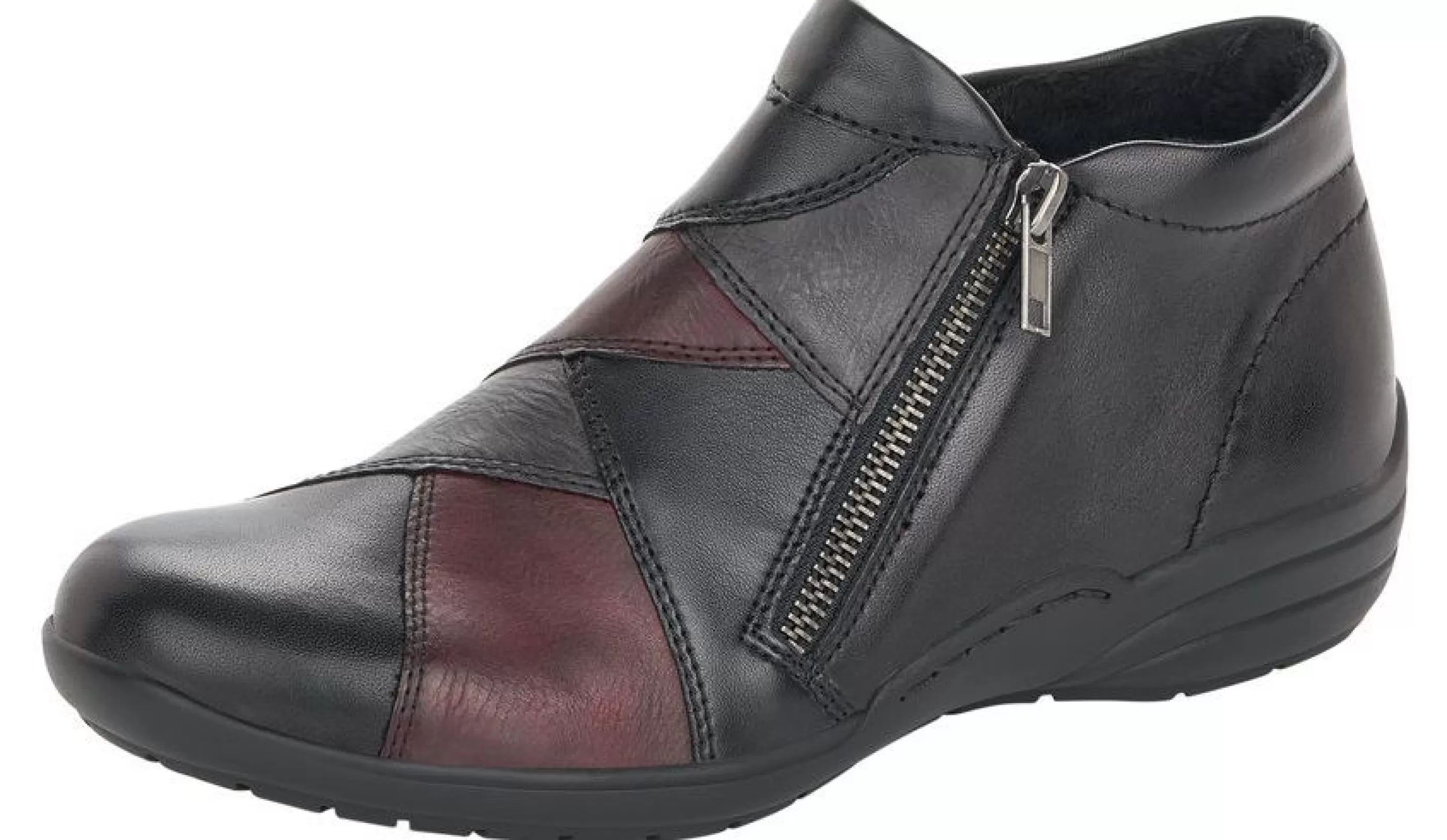 Sale Cristallino Black Wine Leather Ankle Boot Women Casual