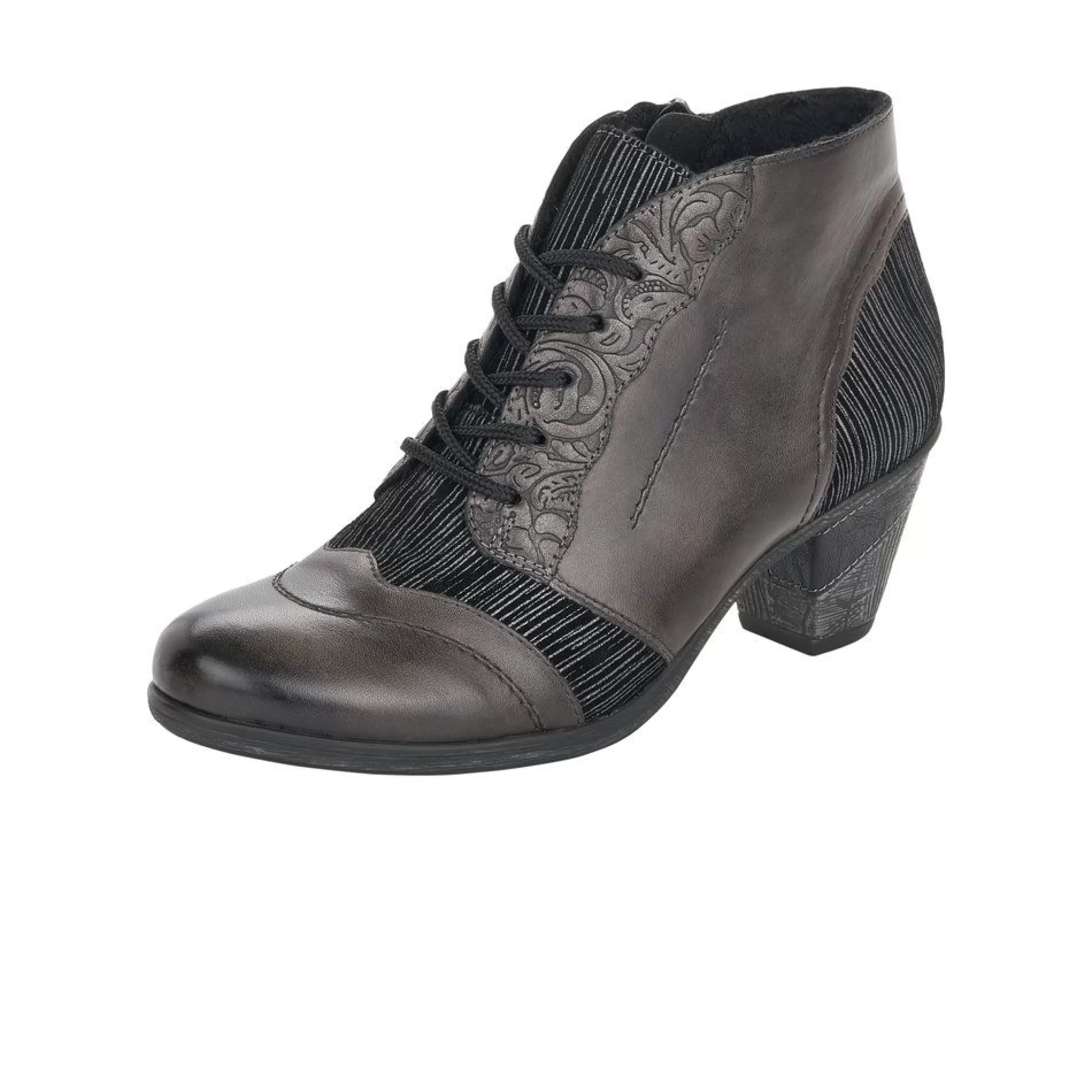 Store Cristallino Grey Leather Embossed Ankle Boot Women Dress Boot