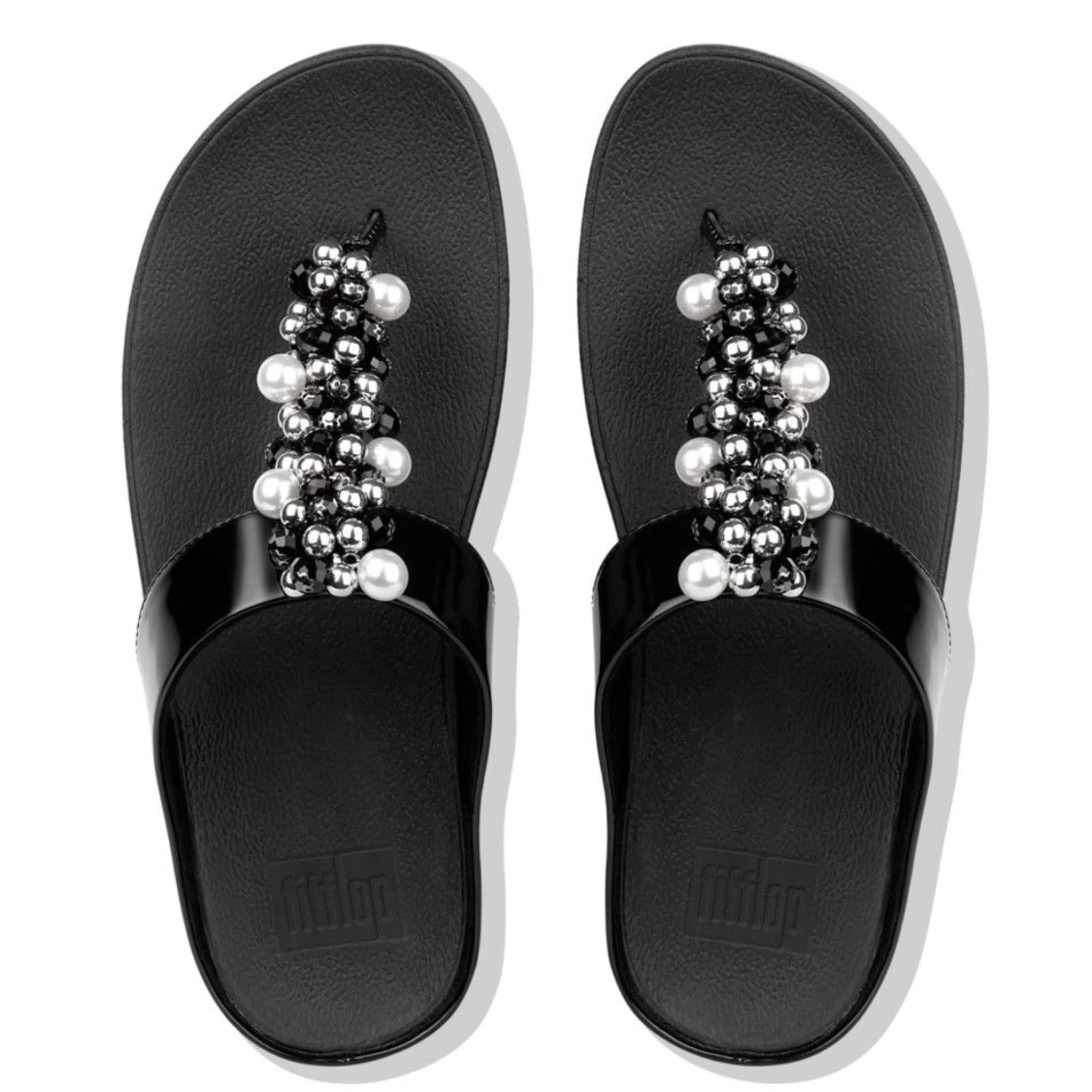 Shop Deco Black Pearlized Patent Faux Leather Thong Sandal Women Casual