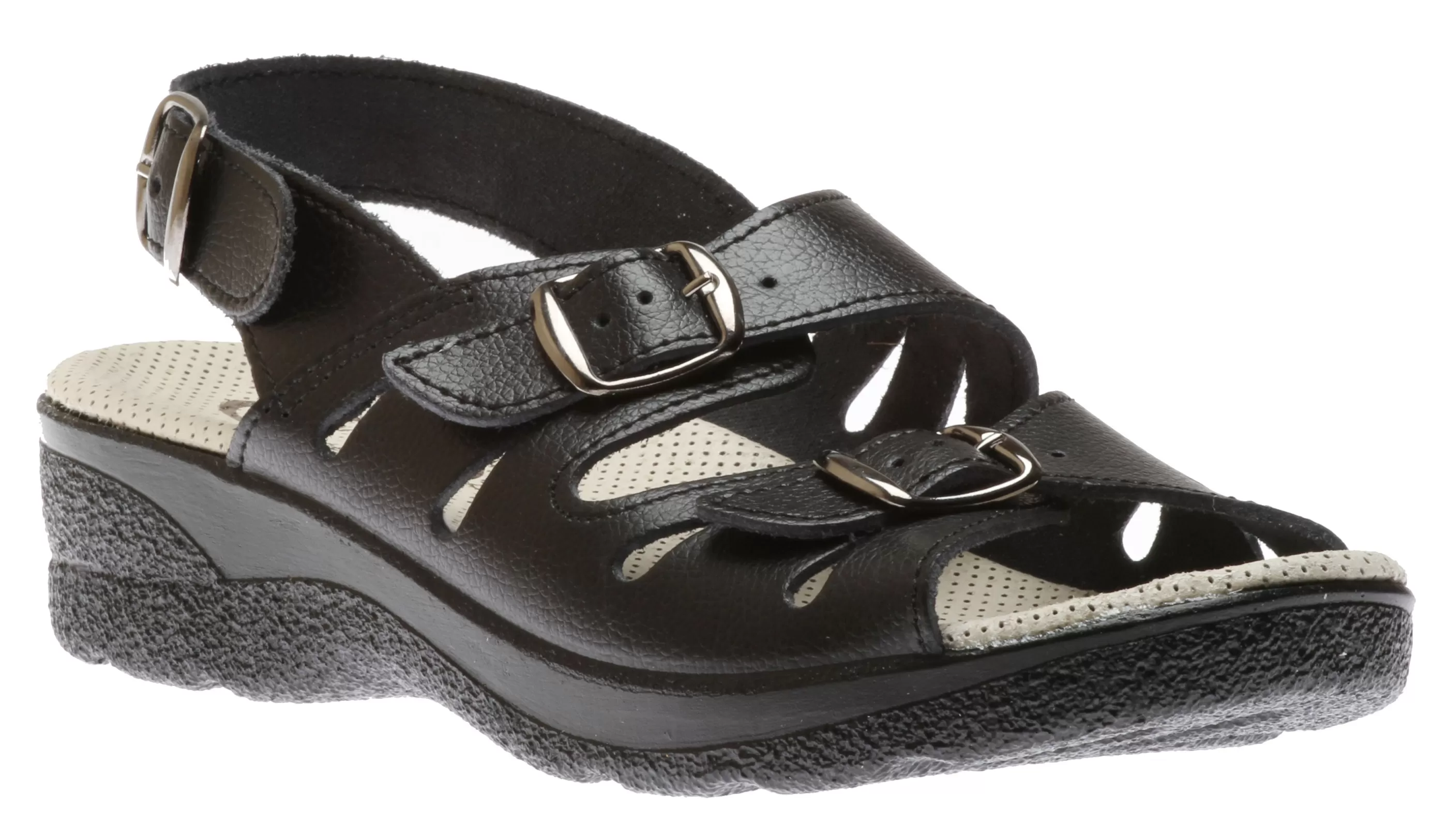 Fashion Double Buckle Black Women Sandal