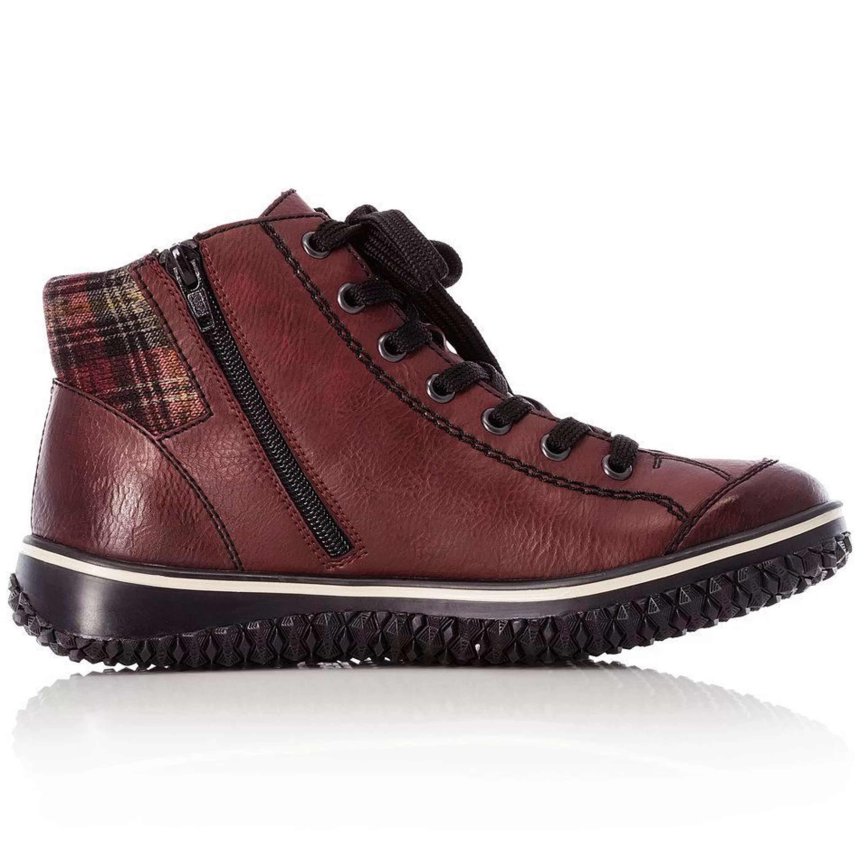 Online Eagle Wine Tartan Lace-Up Ankle Boot Women Walking