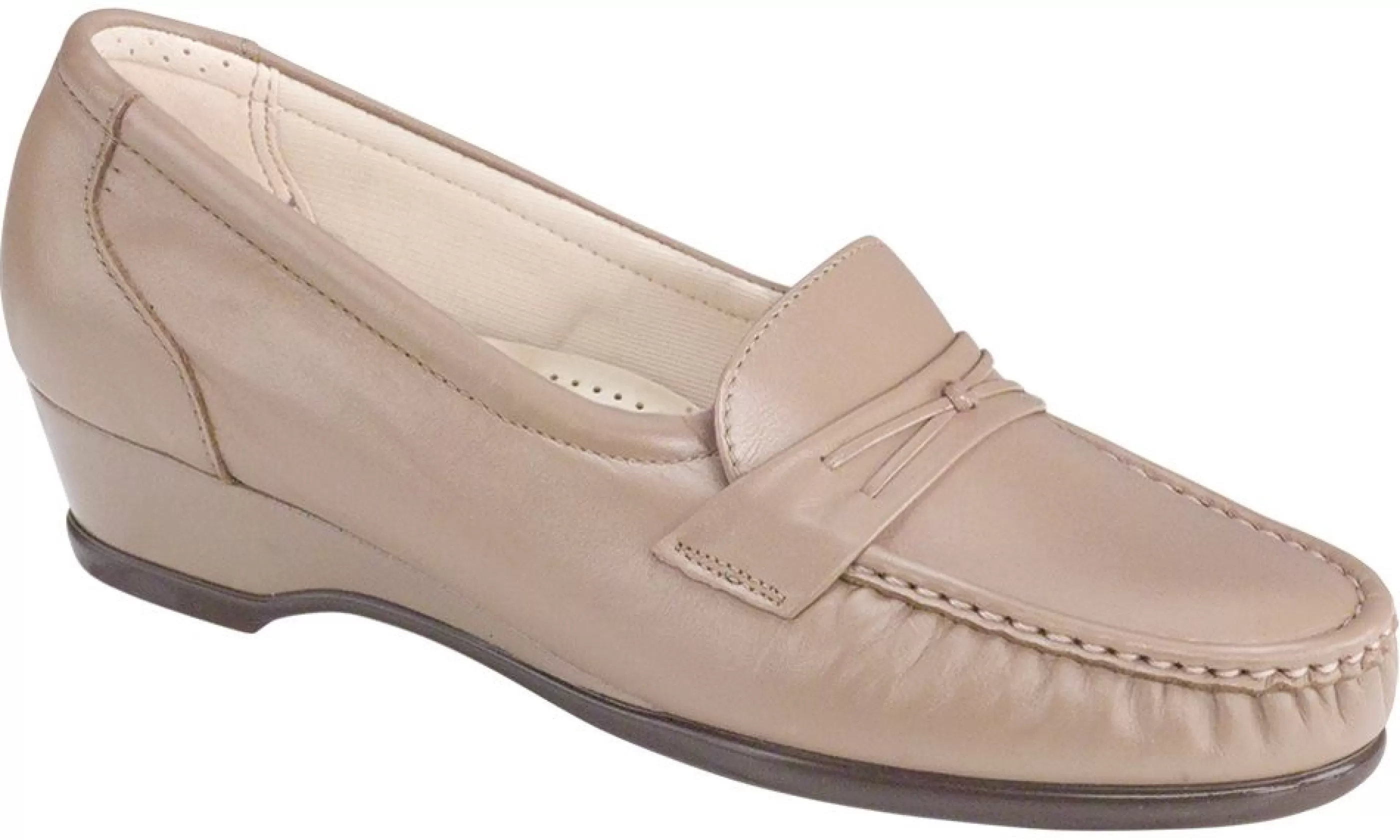 Flash Sale Easier Mocha Leather Slip On Wedge Loafer Women Casual