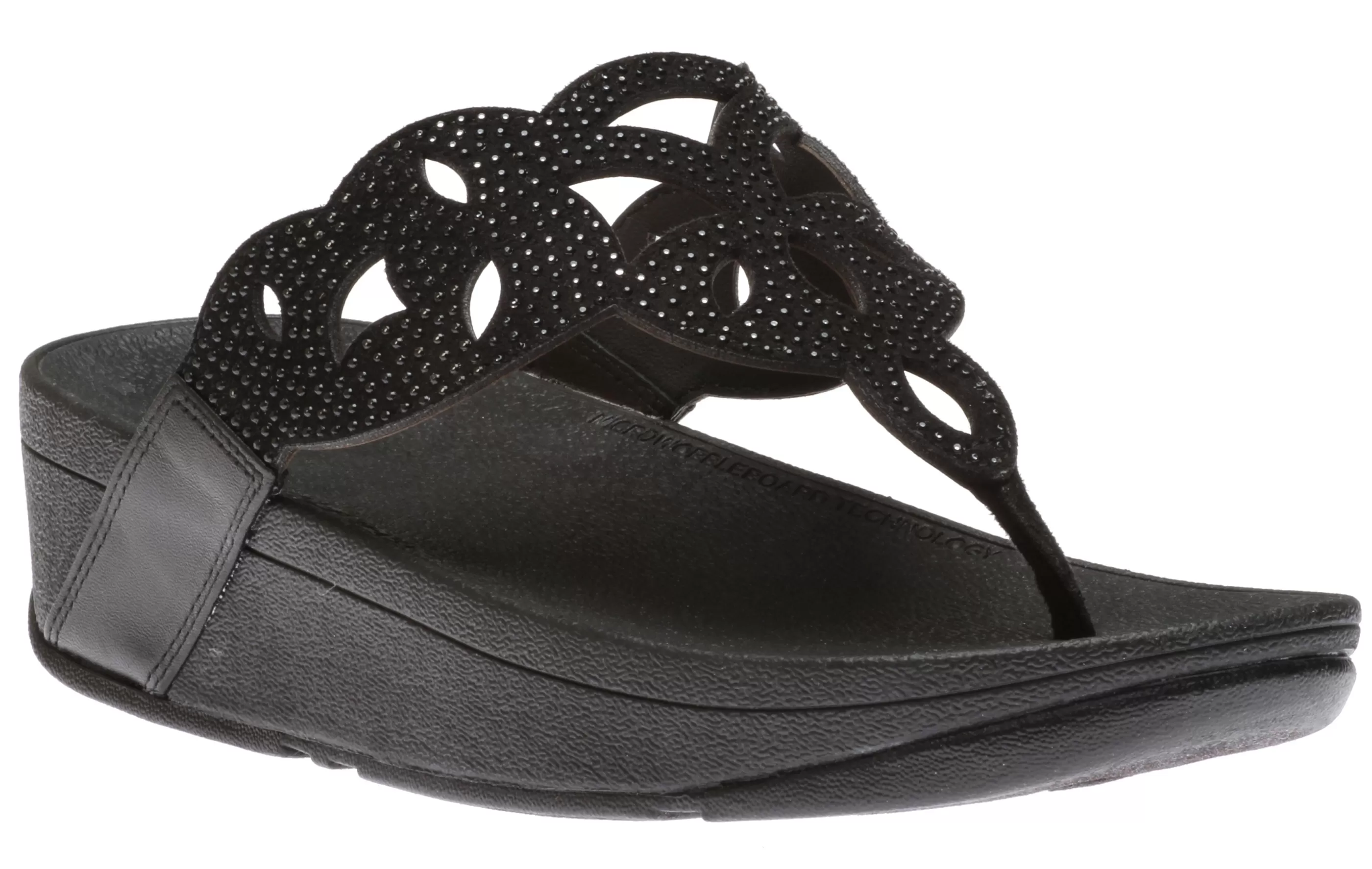 Clearance Elora Crystal Black Thong Sandal Women Toe Thong