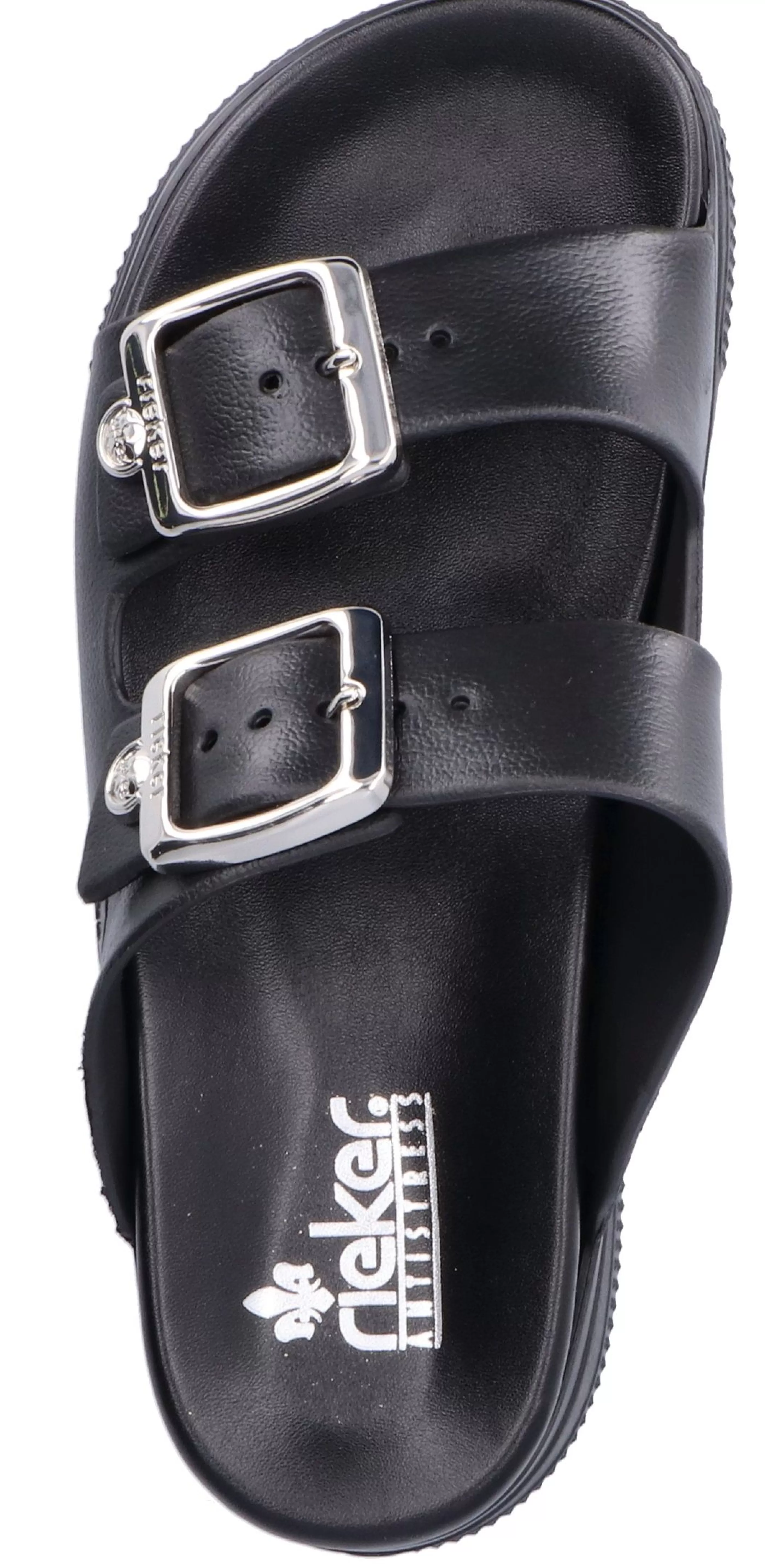 Cheap Eva Black Double Strap Silver Buckle Slide Sandal Women Slide