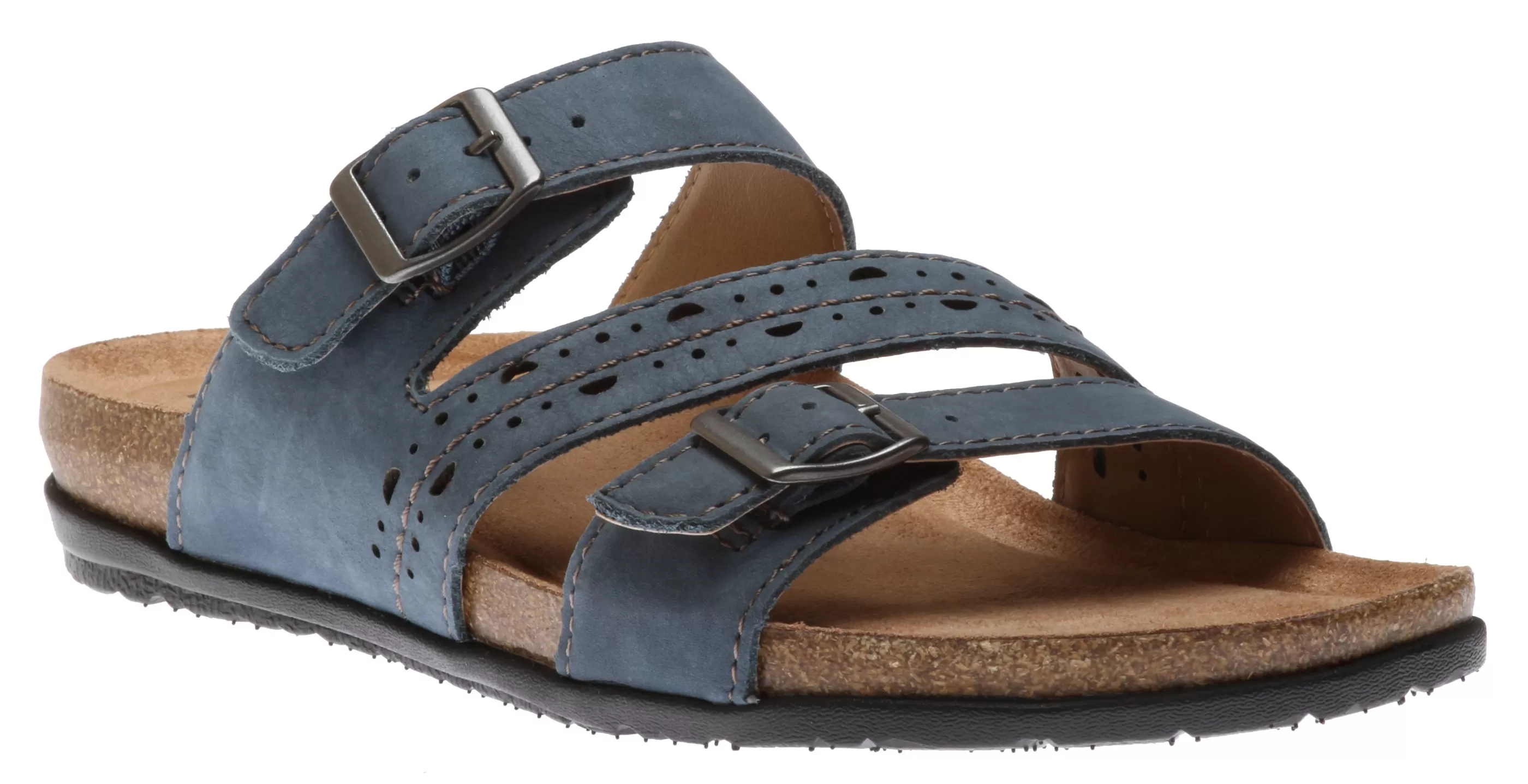 Online Felix Moroccan Blue Perforated Strappy Slide Sandal Women Slide