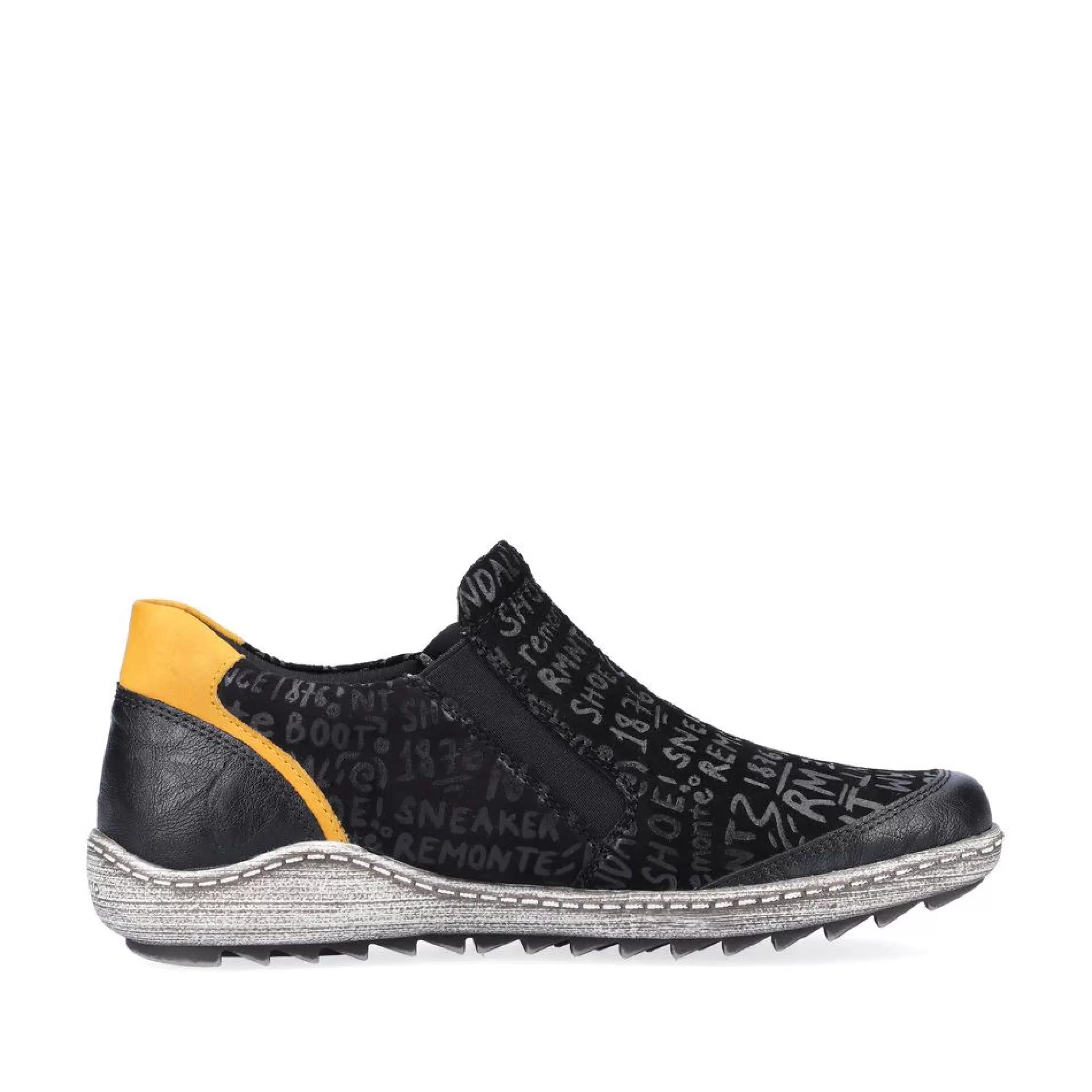 Outlet Gargano Black Yellow Print Zipper Sneaker Women Walking