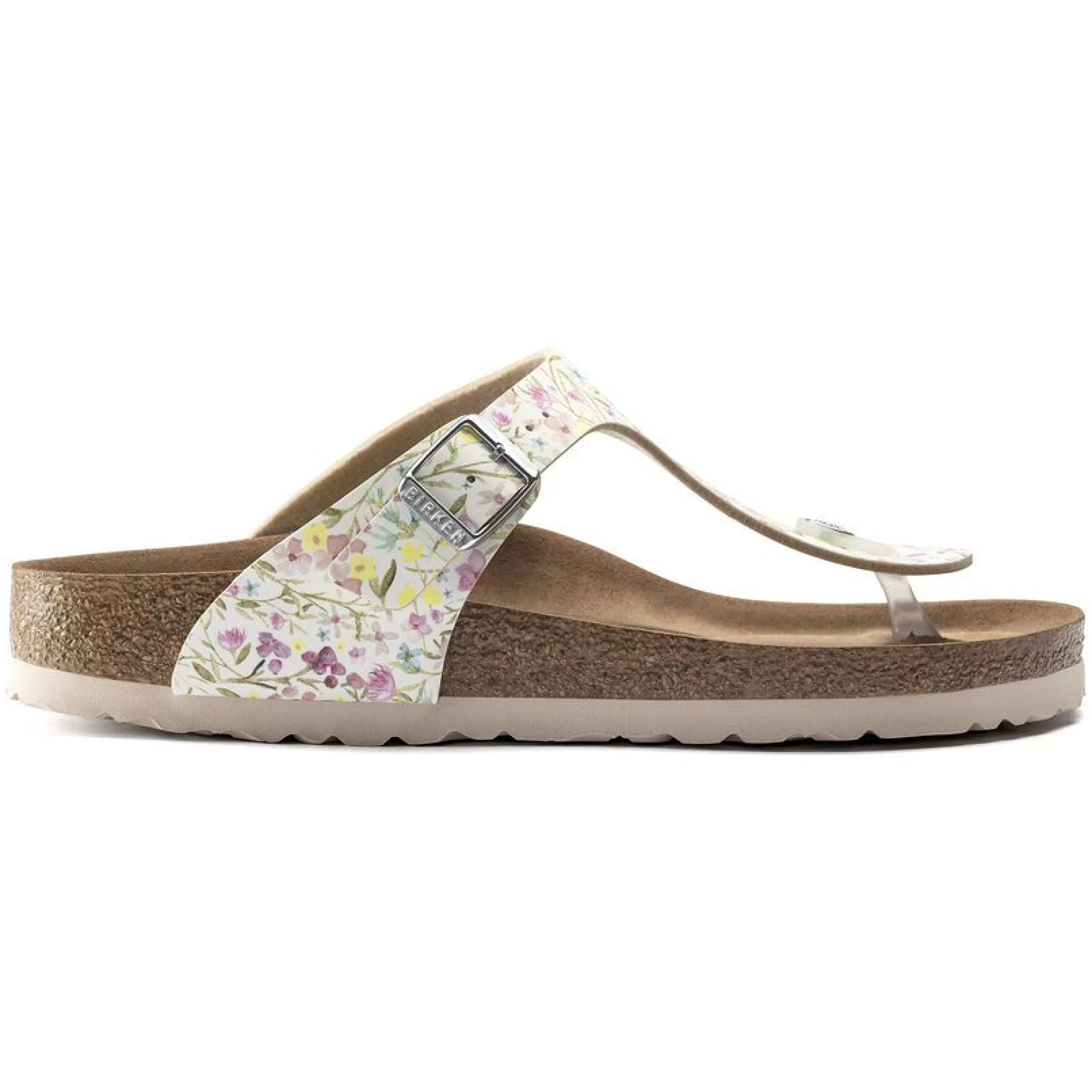 Best Gizeh Vegan Birko-Flor Watercolor Flower White Thong Sandal Women Toe Thong