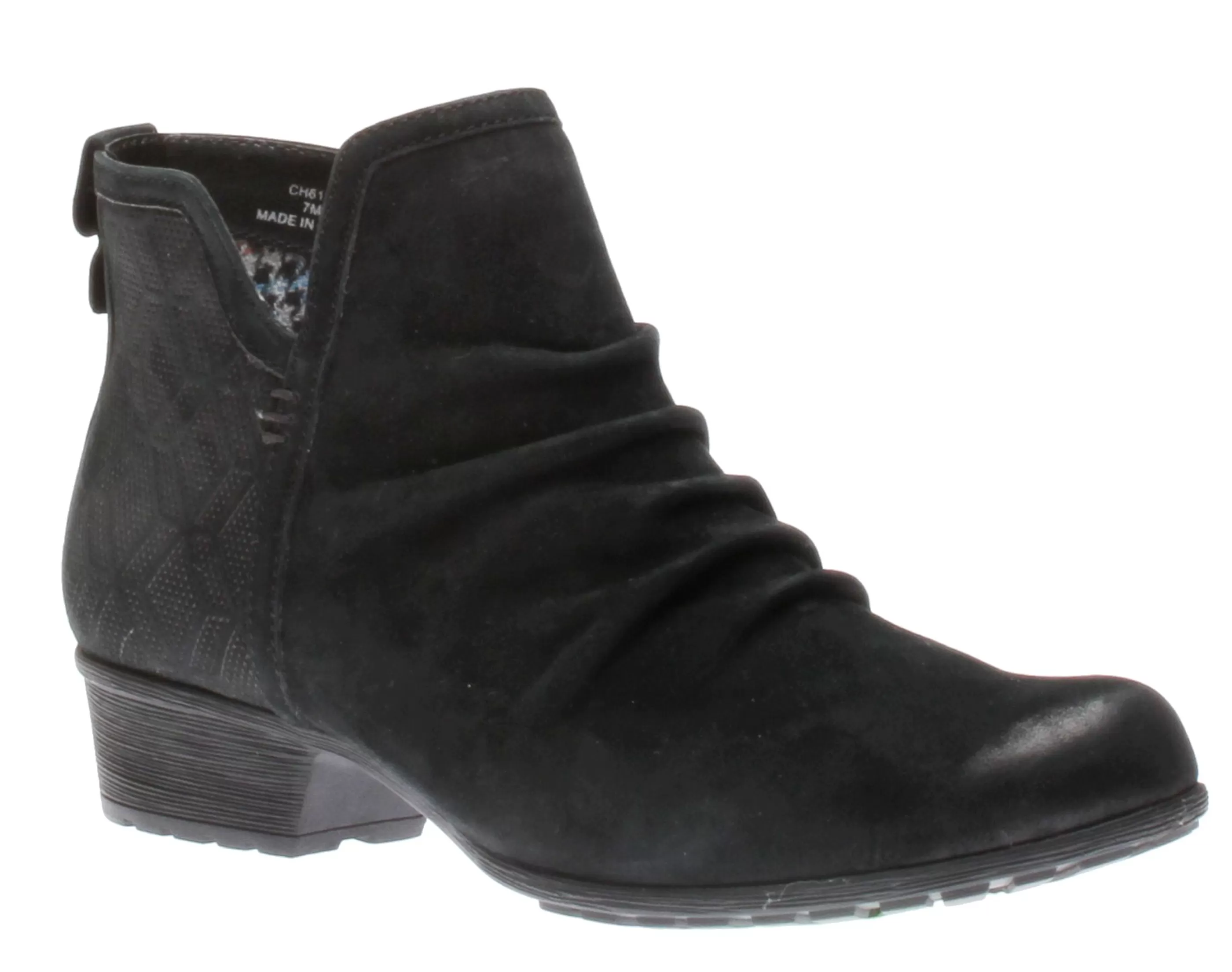 Store Gratasha 2 Panel Black Ruched Leather Ankle Boot Women Dress Boot