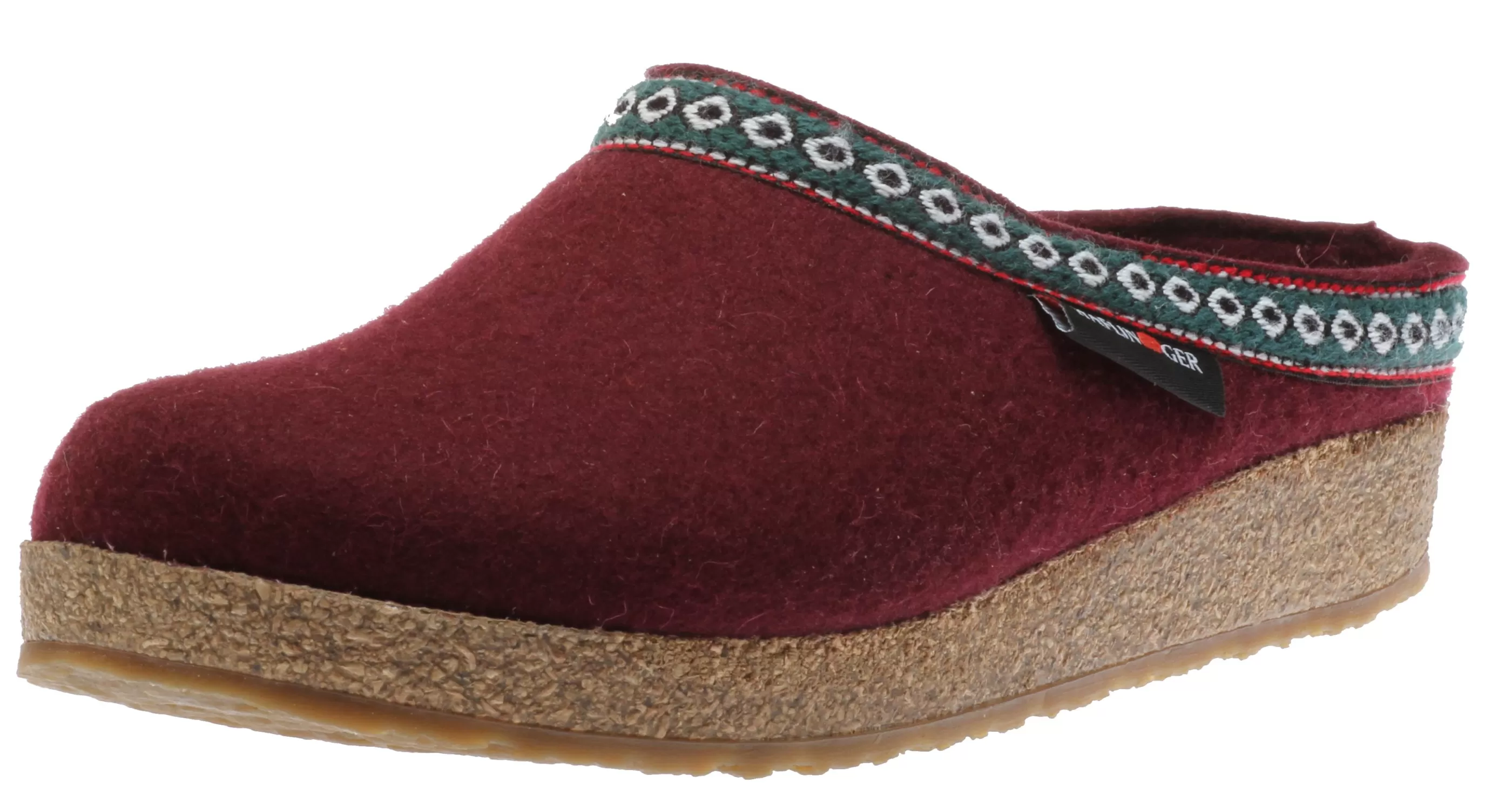 Hot Grizzly Franzl Red Wool Felt Patterned Trim Clog Women Clog