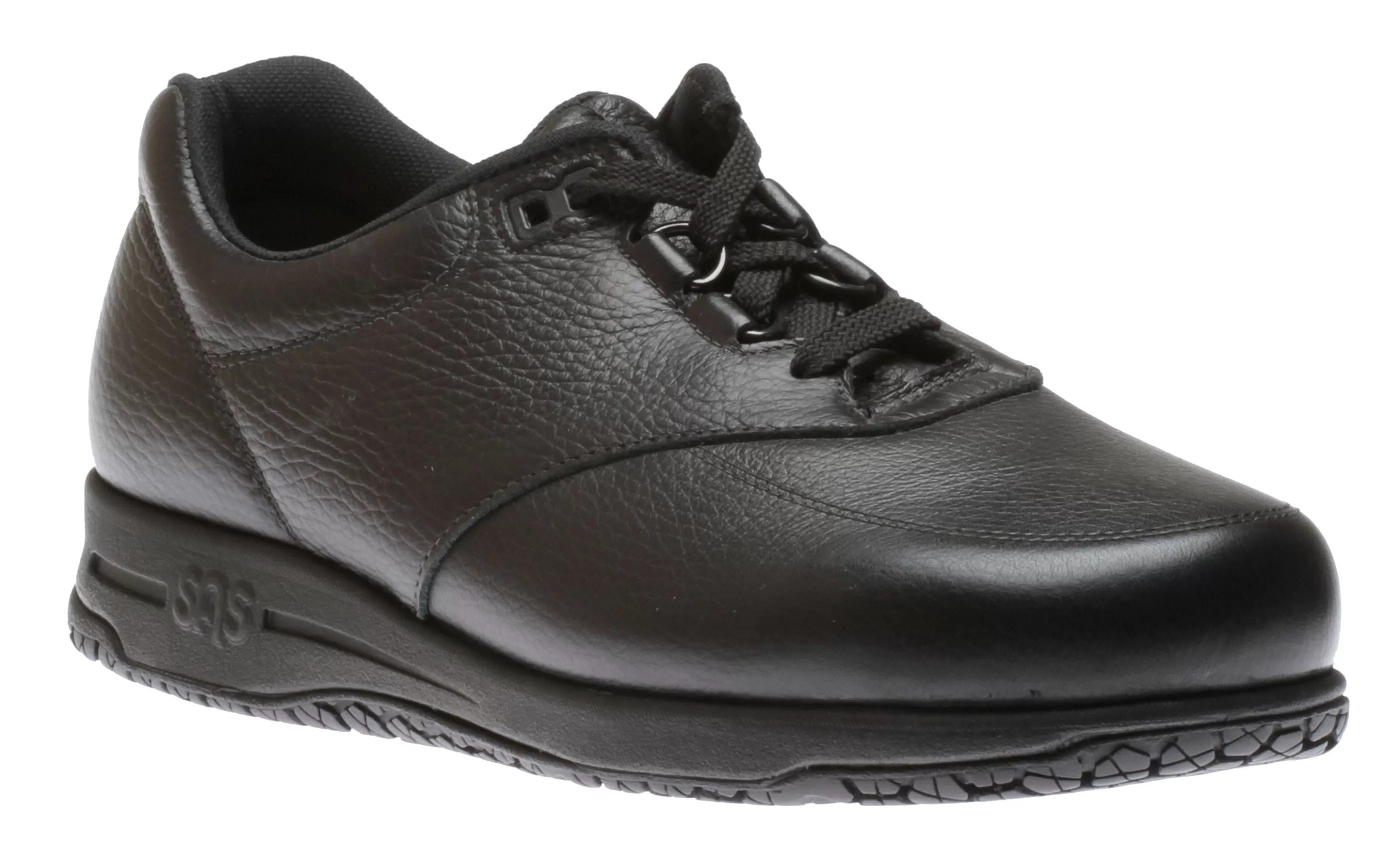 Cheap Guardian Black Leather Non-Slip Lace-Up Walking Shoe Men Walking