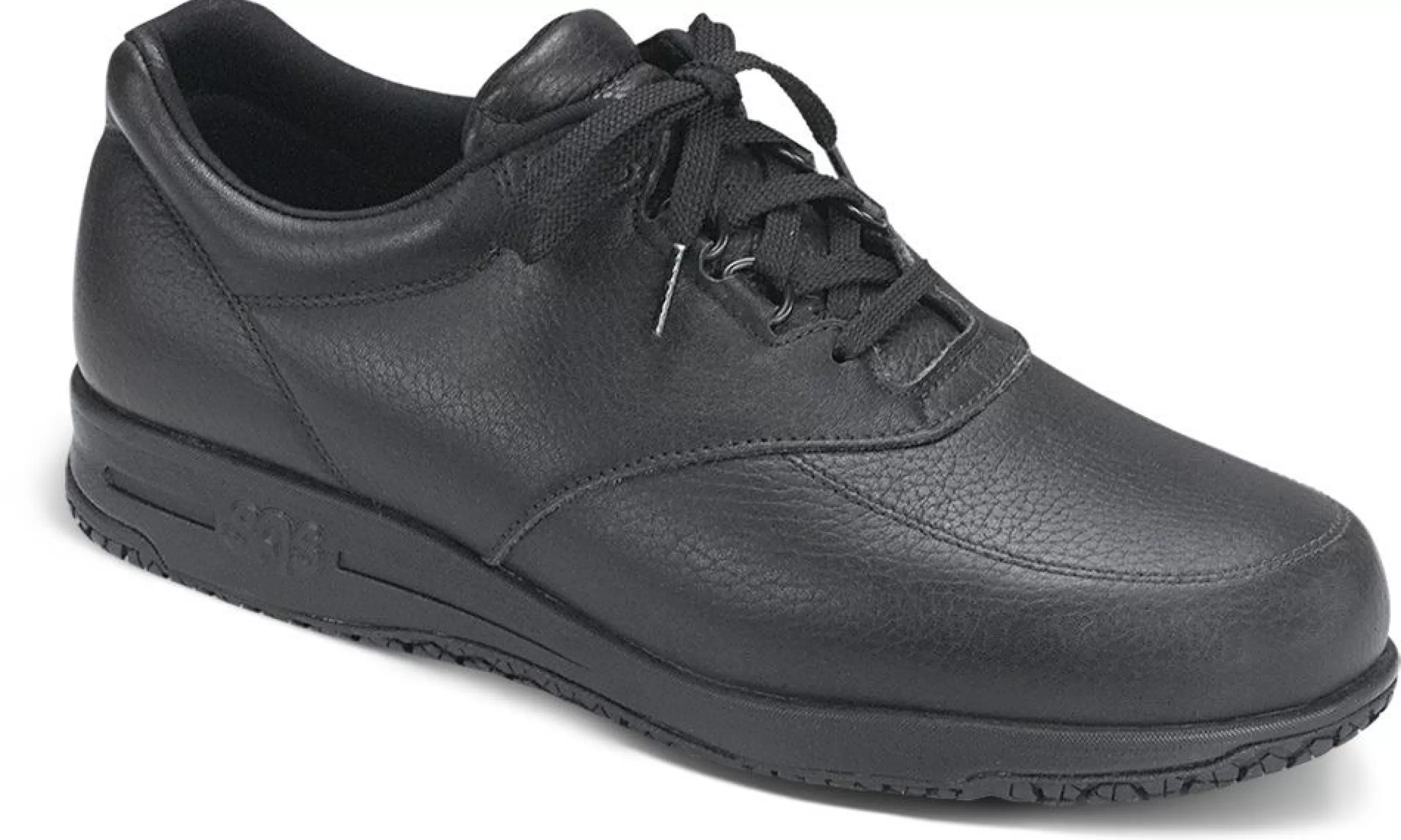 Cheap Guardian Black Leather Non-Slip Lace-Up Walking Shoe Men Walking