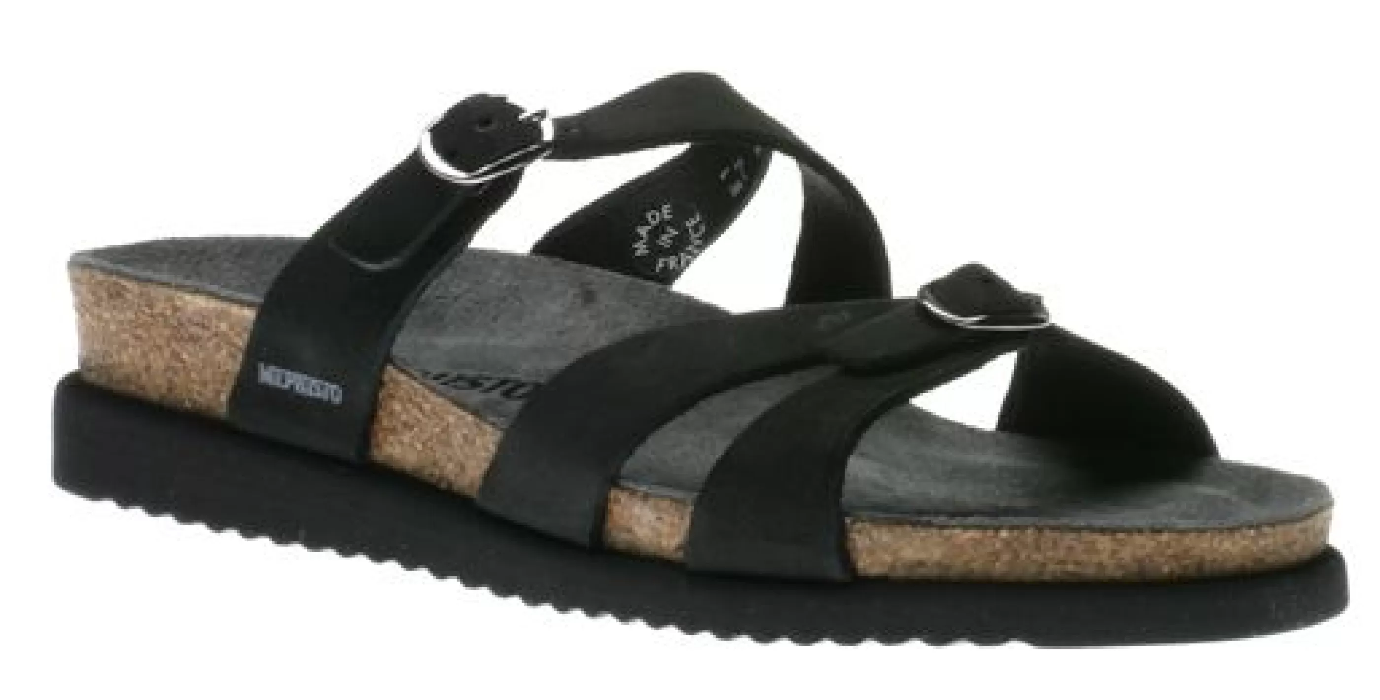 Cheap Hannel Black Nubuck Leather Slide Sandal Women Slide